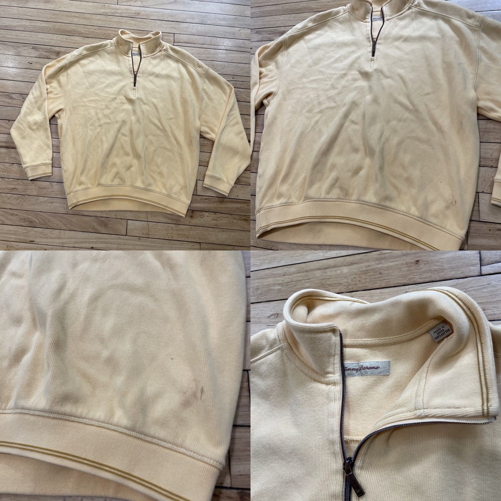 Tommy Bahama TOMMY BAHAMA Sweater Mens L 1/4 Zip Yellow Pullover Knit Mock Neck Long Sleeve Casual Classic Size US L / EU 52-54 / 3 - 8 Thumbnail