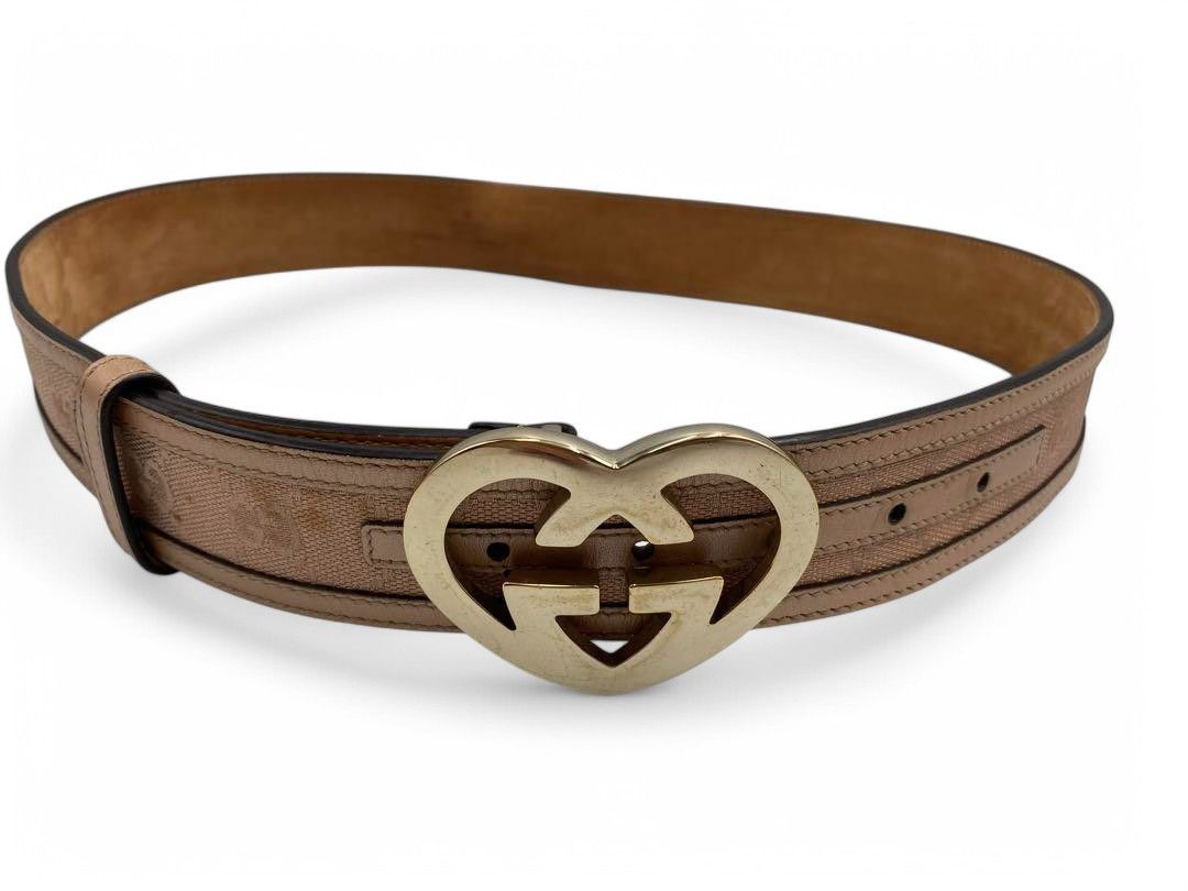 Gucci Gucci - Heart Belt Pink Leather Brown Beige Men Size ONE SIZE - 2 Thumbnail