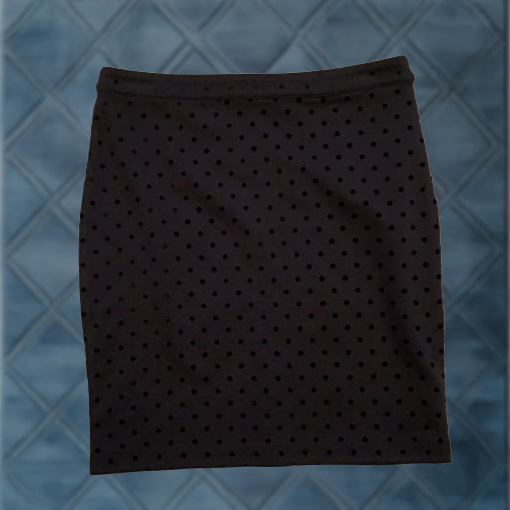 Loft LOFT Skirt Womens 2 Black Pencil Size Polka Dot Knee Length Stretchy Unlined Size 26" / US 2 / IT 38 - 1 Thumbnail