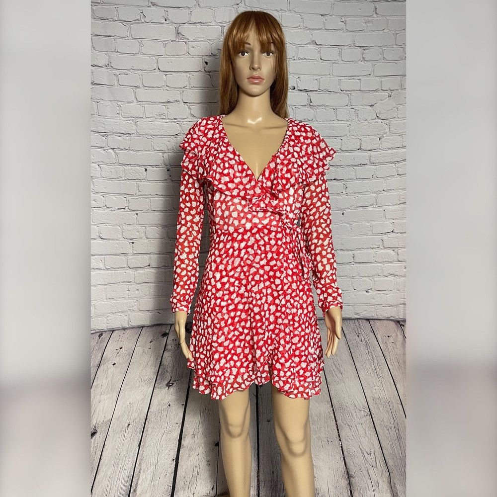 Free People NWT New $148 Free People Frenchie Red White Wrap Dress Size Size XS / US 0-2 / IT 36-38 - 3 Thumbnail