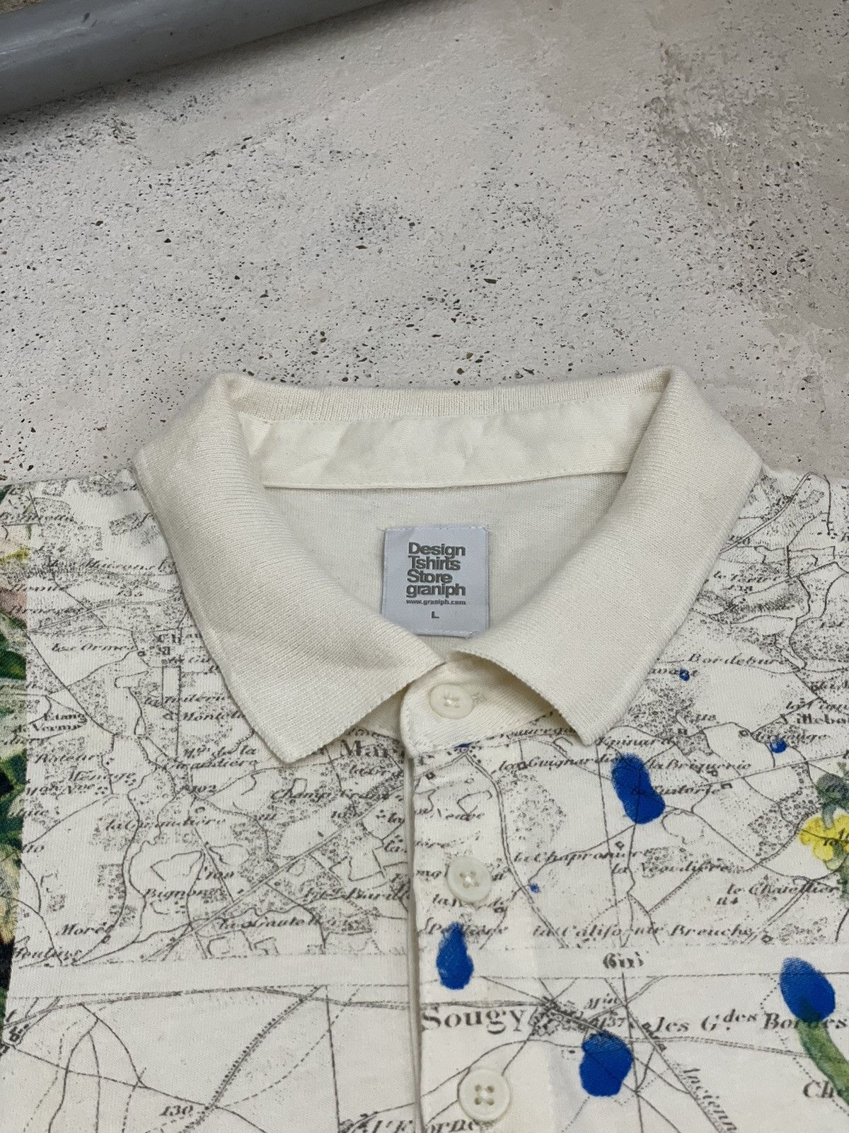 Japanese Brand Old Vintage Map Abstract Polo Size US L / EU 52-54 / 3 - 11 Thumbnail