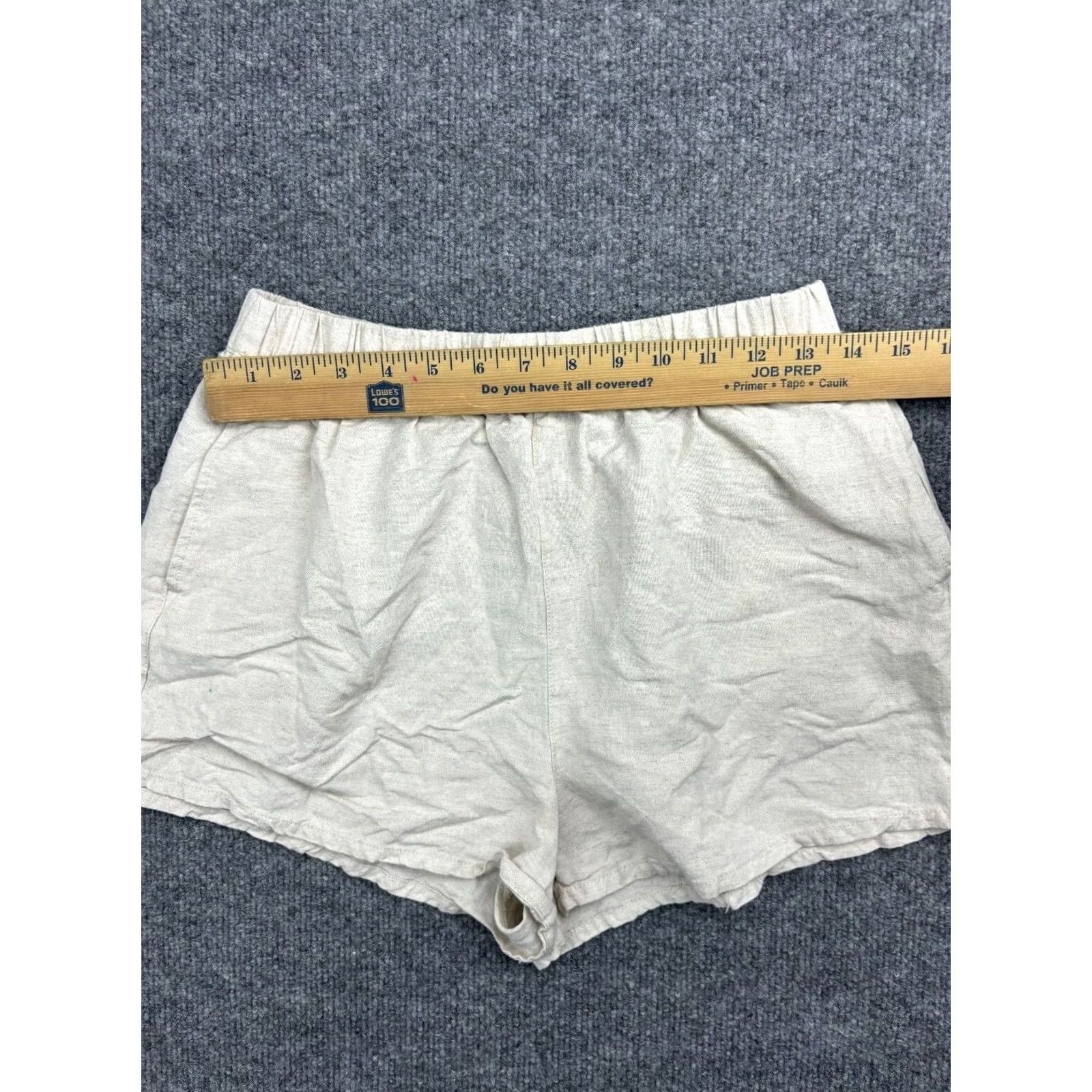 Rhythm Rhythm Classics Shorts Women's 6 Beige Linen Blend Pull On Hi Rise Elastic Waist Pockets Beach Fashion Size 28" / US 6 / IT 42 - 4 Thumbnail