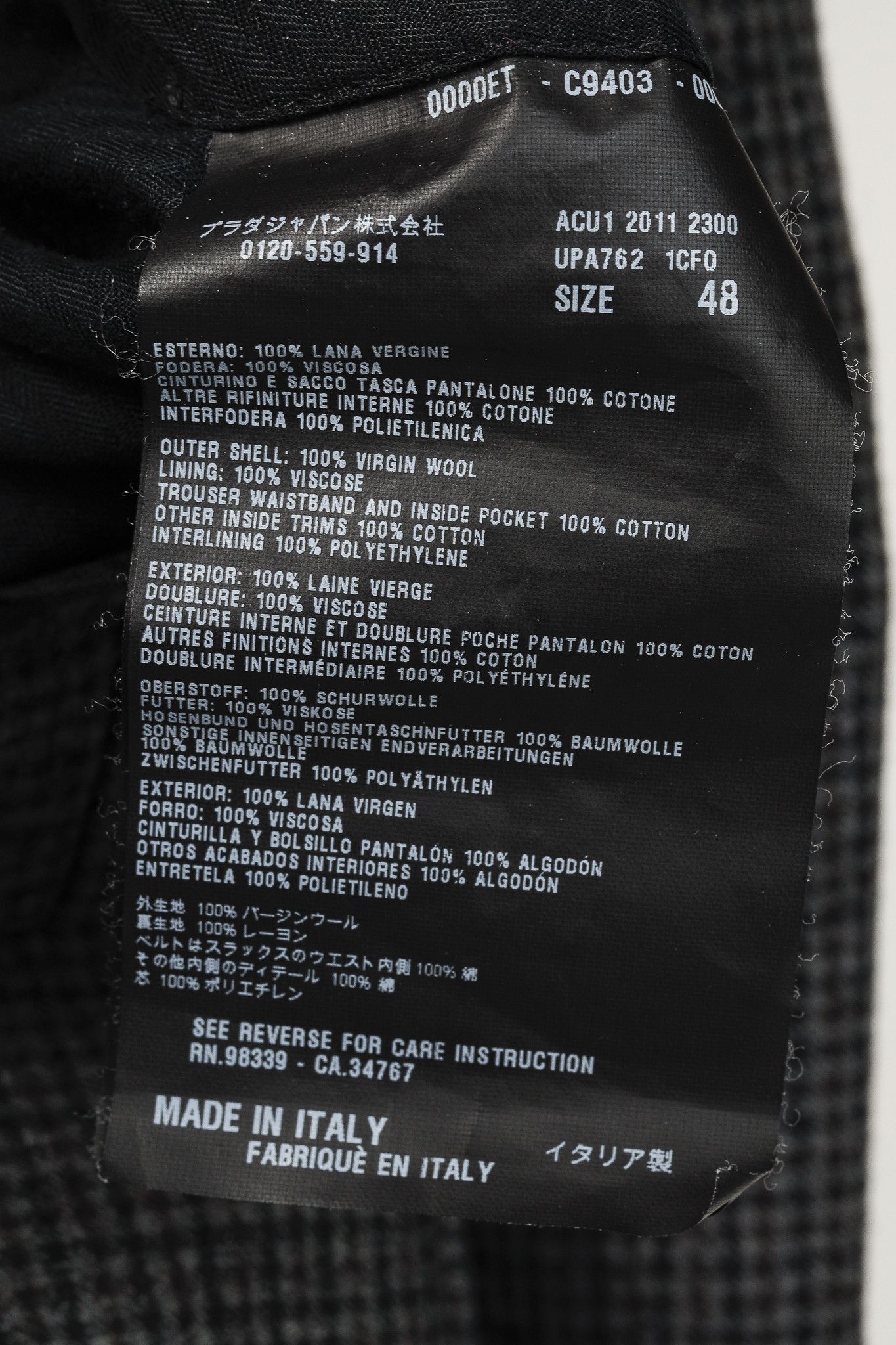 Prada Prada Grey-Check Virgin Wool-Suiting Cuffed Trousers Size US 34 / EU 50 - 10 Thumbnail