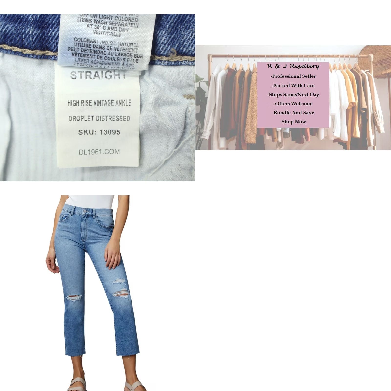 DL1961 DL1961 Women's Patti Straight High Rise Distressed Blue Jeans Sz 31 NEW Size 24" / US 00 / IT 34 - 8 Thumbnail