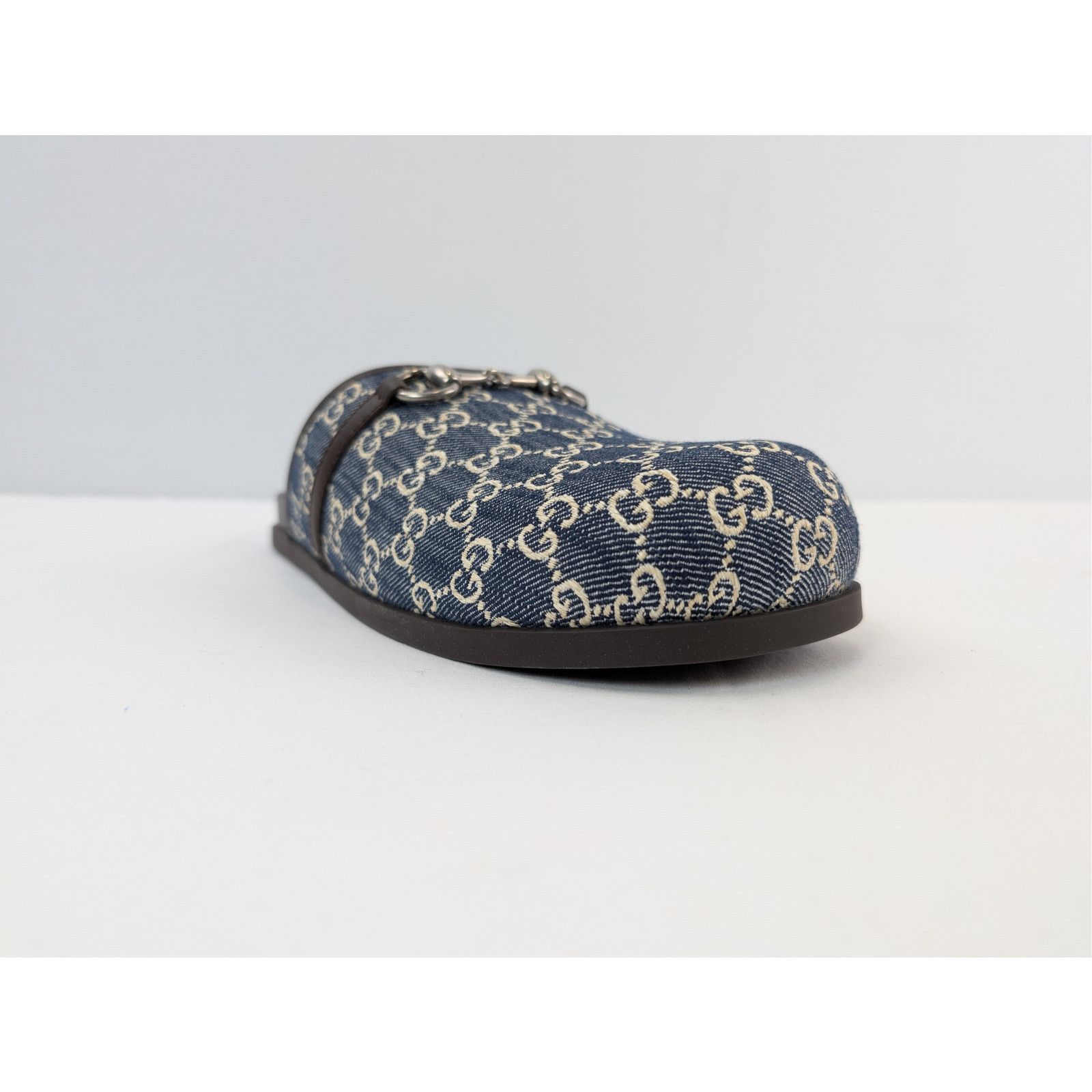 Gucci o1rshd1 Horsebit Mule Slide Sandals in Beige Blue/ Navy Blue Size US 8.5 / EU 41-42 - 2 Thumbnail