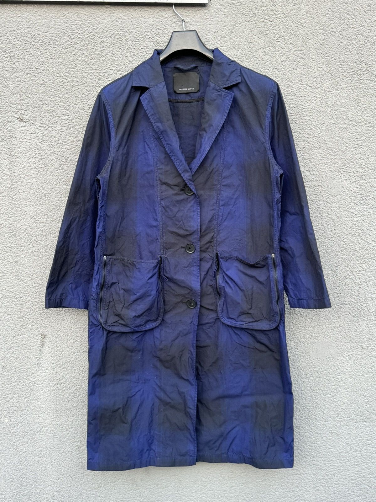 Annette Gortz × Japanese Brand ANNETTE GÖRTZ MARIT COAT Navy/Black Chek Size M/S Size S / US 4 / IT 40 - 1 Thumbnail
