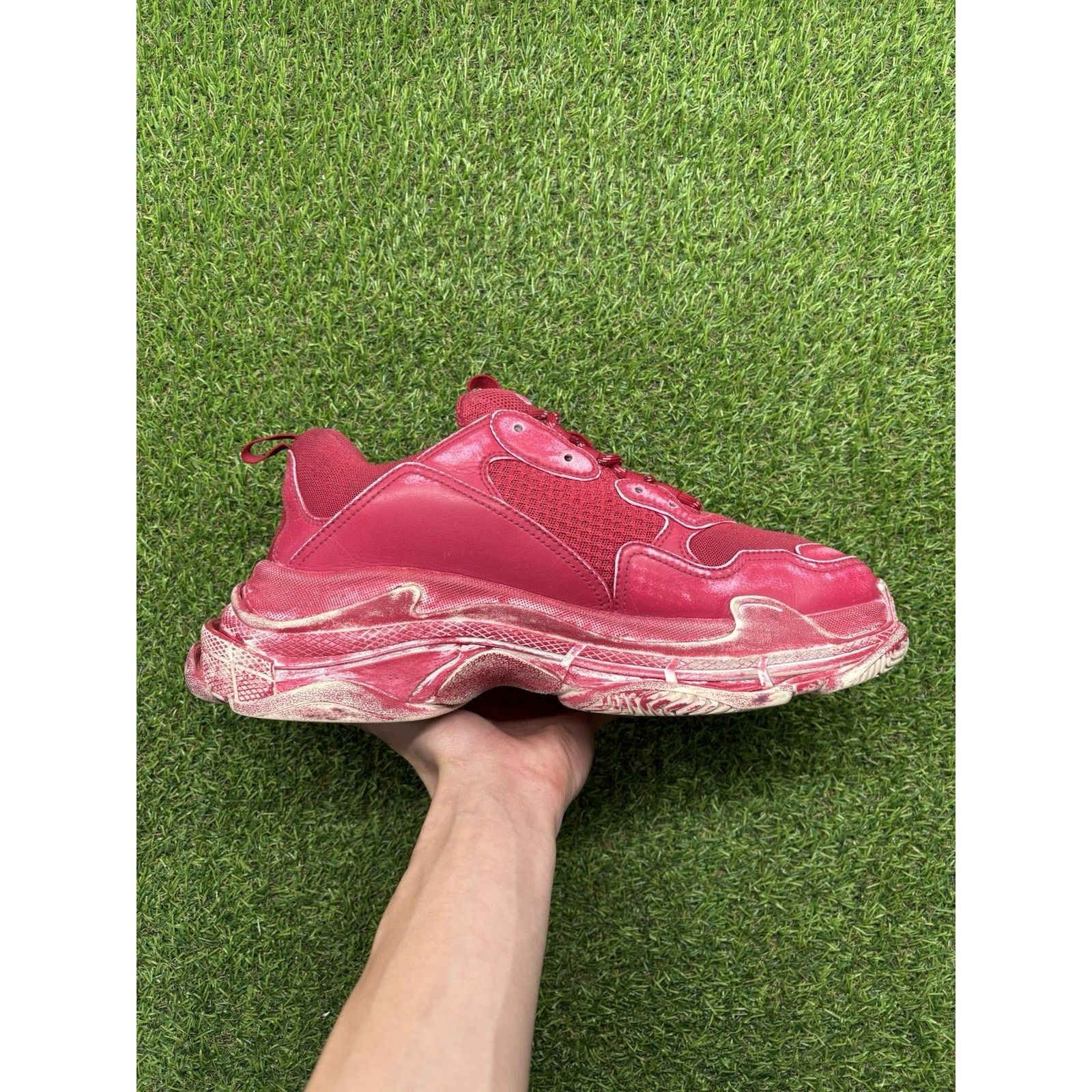 Balenciaga Balenciaga Triple S ' Dark Red ' Size US 12 / EU 45 - 11 Thumbnail