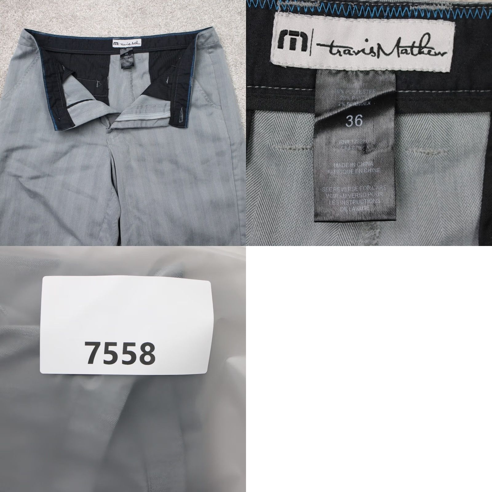 TravisMathew Travis Mathew Shorts Mens 36 Gray Striped Golf 10" Poly/Rayon Stretch Flat Front Chino Ballistic? Size US 36 / EU 52 - 8 Thumbnail