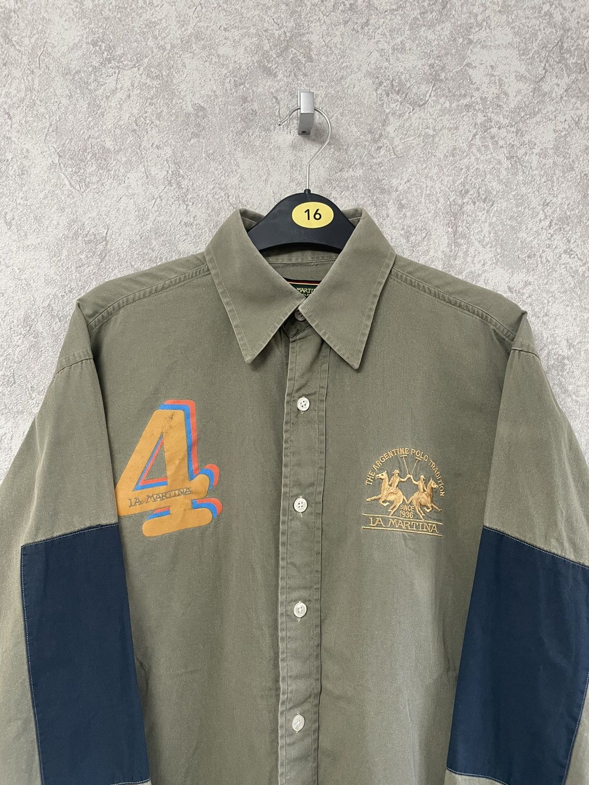 La Martina Vintage La Martina Khaki Long Sleeve Shirt Button Up Size US S / EU 44-46 / 1 - 2 Thumbnail