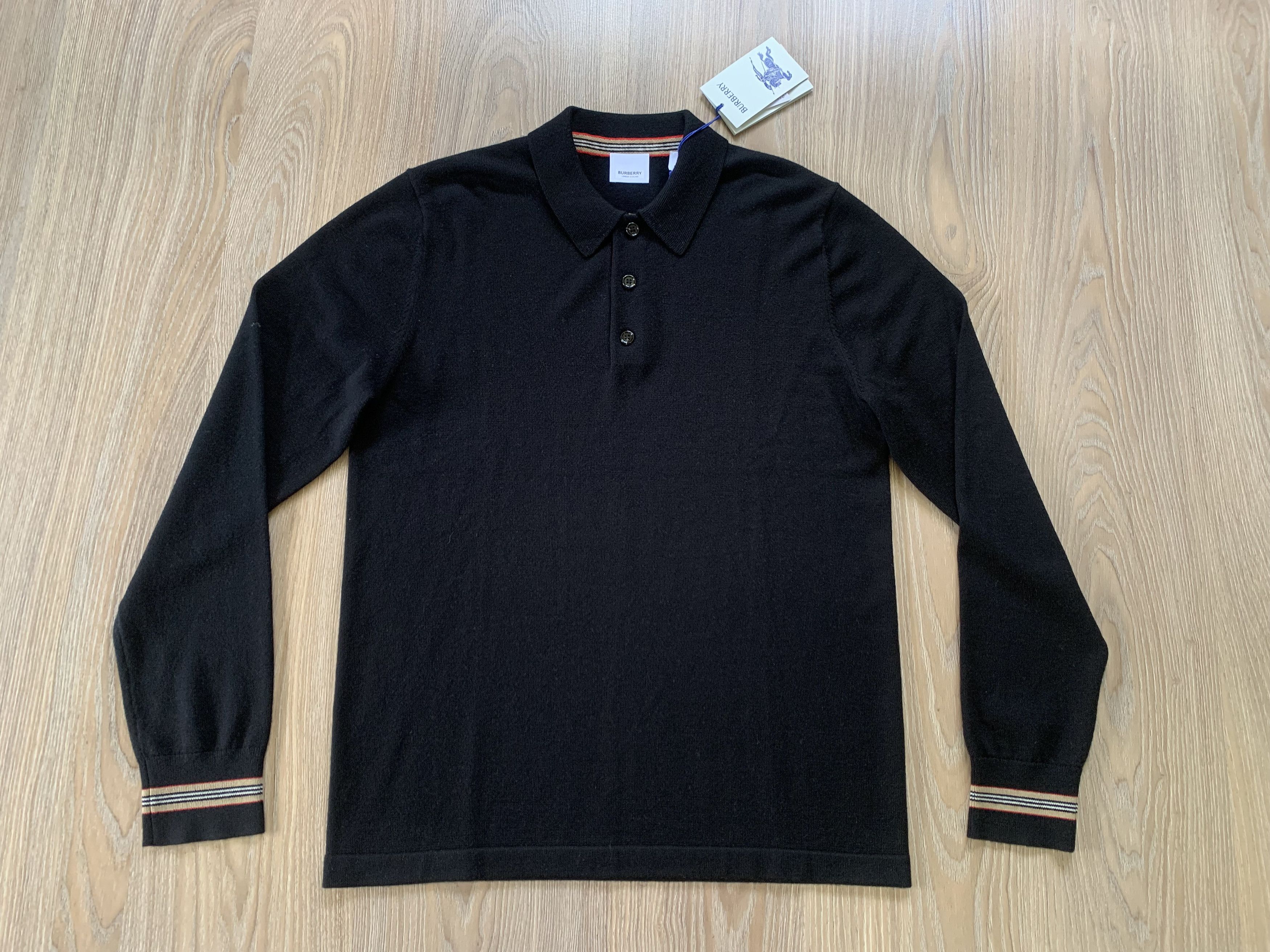 Burberry Mens Burberry Pace Long-Sleeve Wool Polo Shirt Size US M / EU 48-50 / 2 - 2 Thumbnail