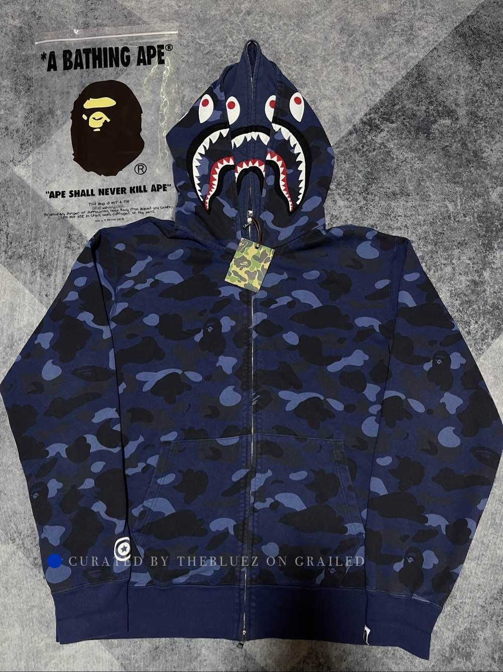 Bape Blue Camo Shark Hoodie in Size XXL Size US XXL / EU 58 / 5 - 1 Thumbnail