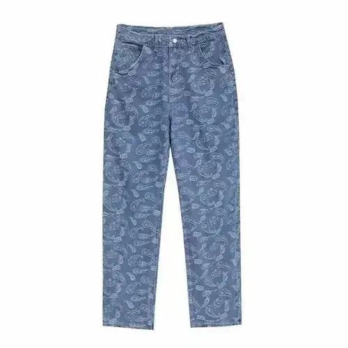 Japanese Brand × Jean Print Cashew Flower Straight Jeans Size US 32 / EU 48 - 1 Thumbnail