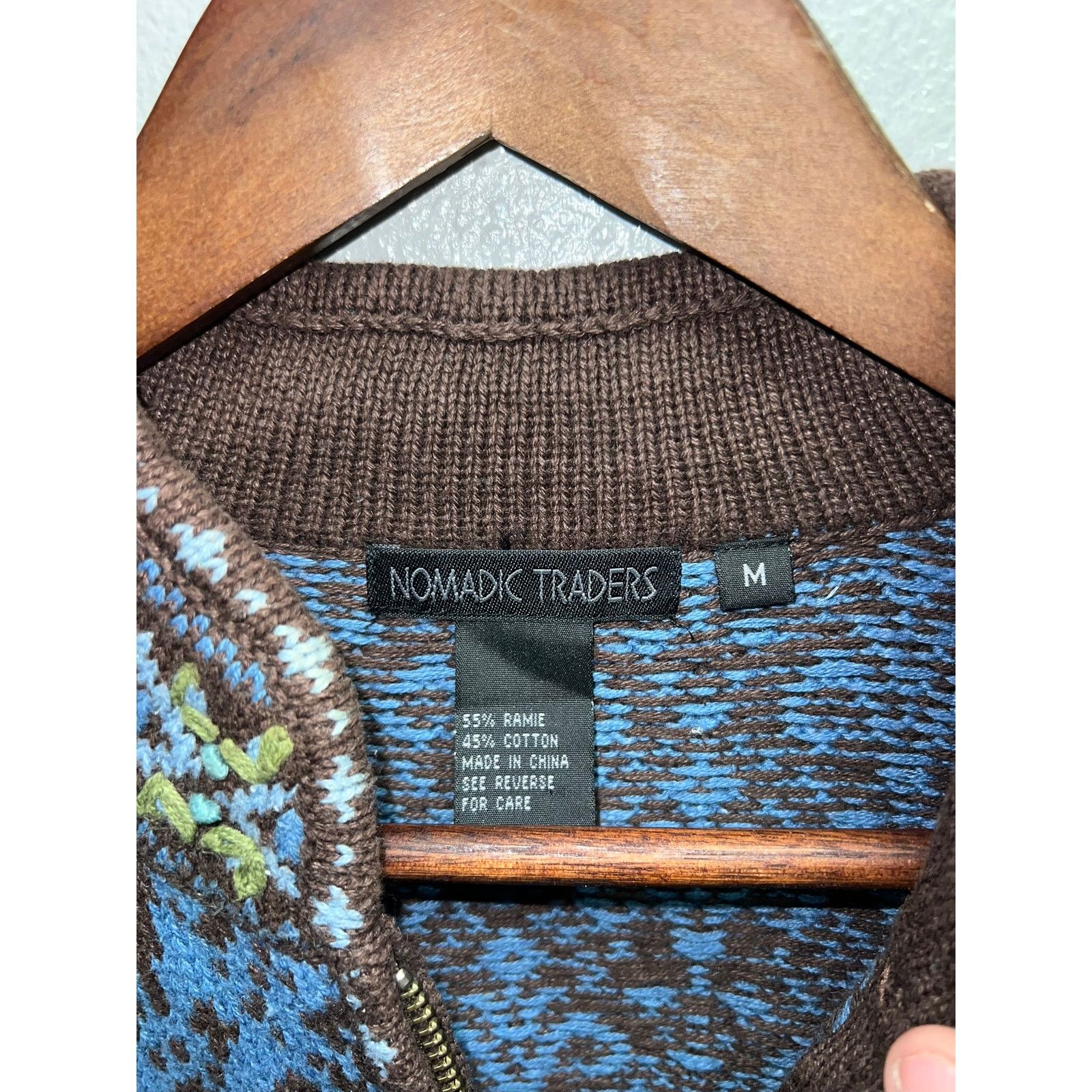 Vintage Womens Nomadic Traders Cardigan Sweater Zip Up Blue Medium Size M / US 6-8 / IT 42-44 - 6 Thumbnail