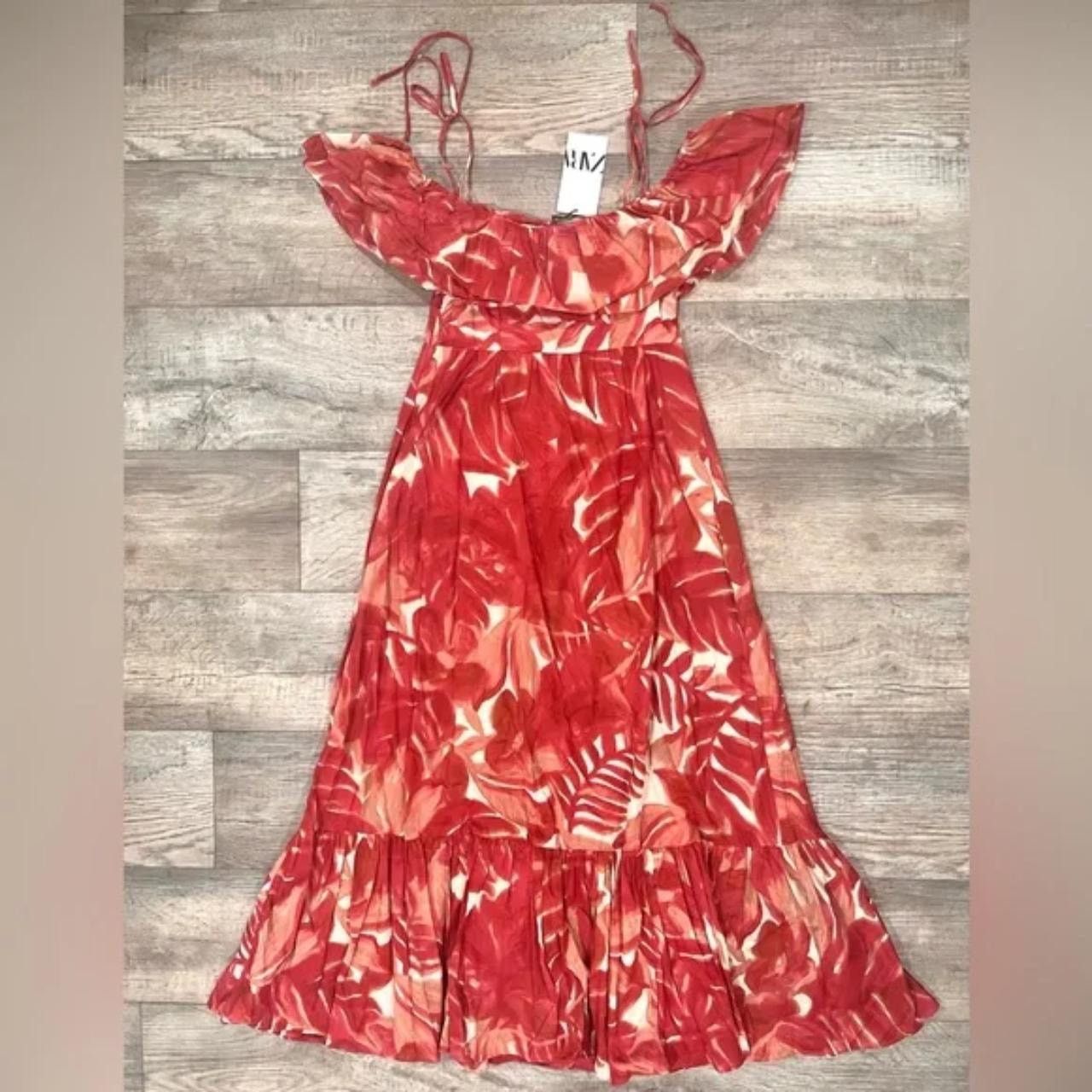 Zara ZARA Red Ruffled Maxi Dress NWT Size S / US 4 / IT 40 - 21 Thumbnail