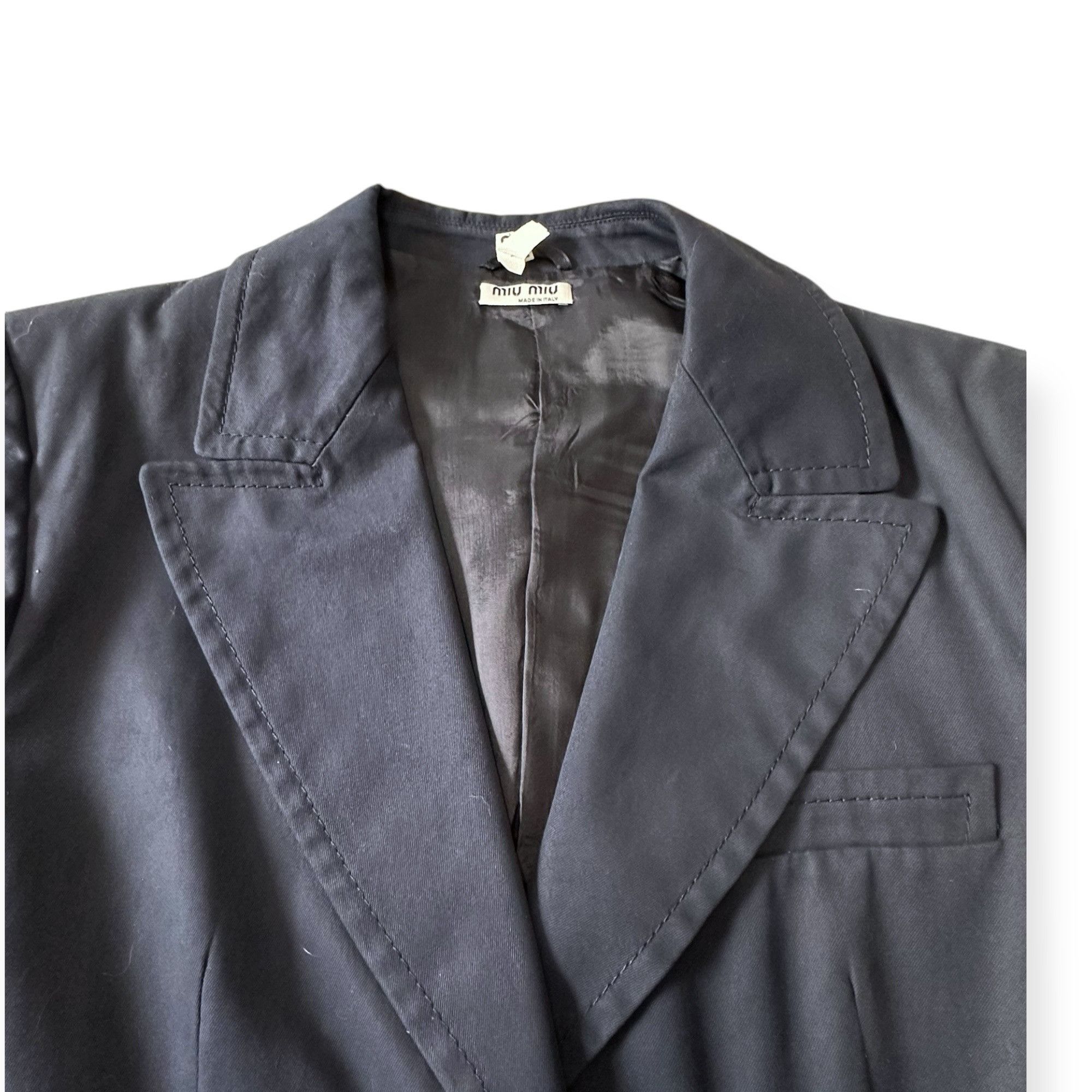 Miu Miu Miu Miu Navy Blue Cotton Blazer Jacket, Size 46 Italy/US 10/ Size L / US 10 / IT 46 - 14 Thumbnail