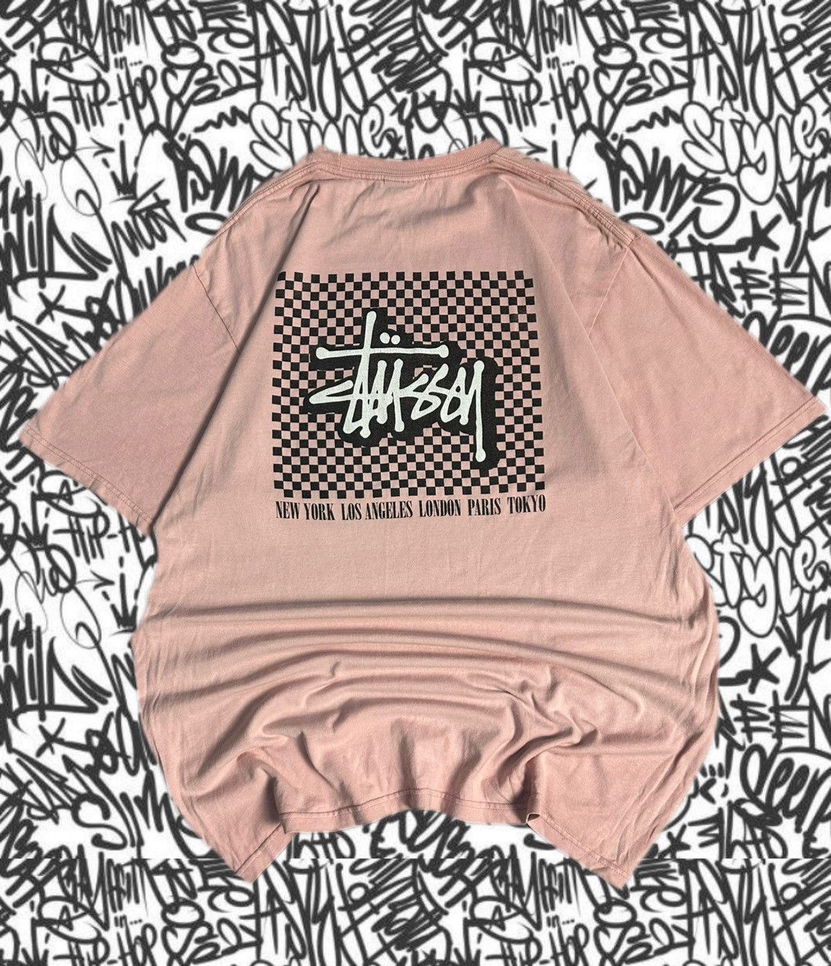 Stussy Vintage Stussy T Shirt Tee Pink Big Logo Baggy Y2K Retro Size US L / EU 52-54 / 3 - 1 Thumbnail