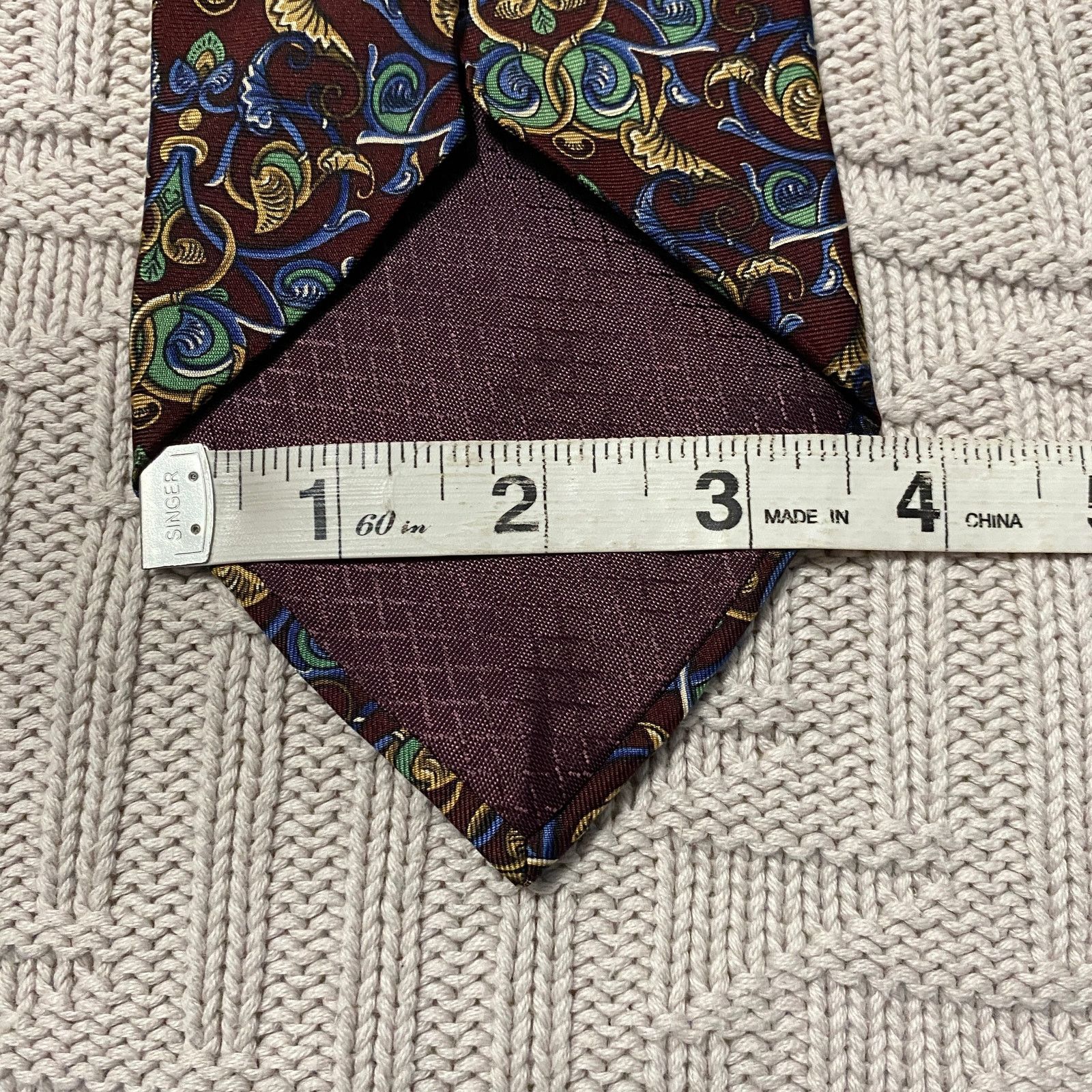 Dior Dior maroon scroll print silk tie Size ONE SIZE - 5 Thumbnail
