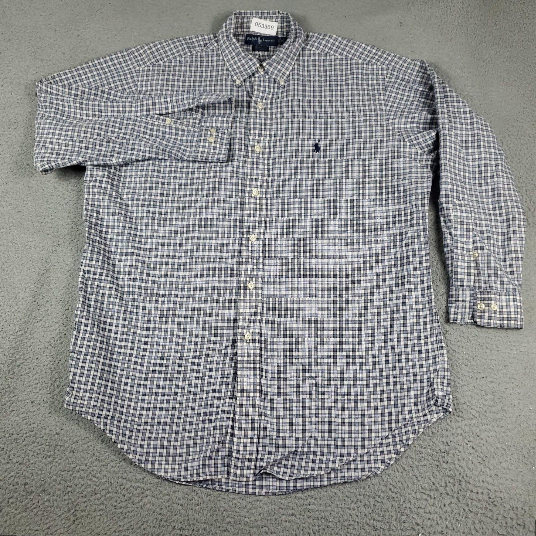 Ralph Lauren Ralph Lauren Dress Shirt Mens 16 Blue Plaid Button Up Long Sleeve Cotton Size 42R - 3 Thumbnail