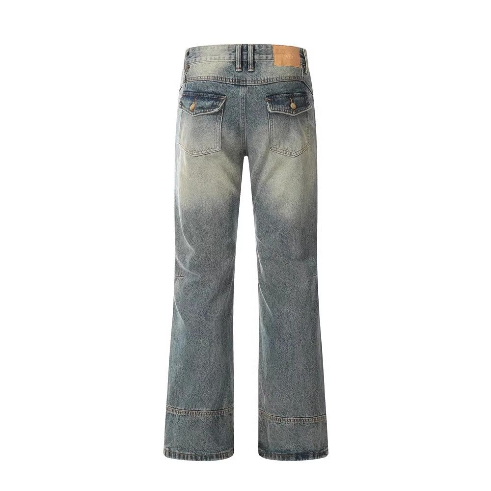 Japanese Brand Men's American loose casual distressed straight washed jeans Size US 32 / EU 48 - 2 Thumbnail