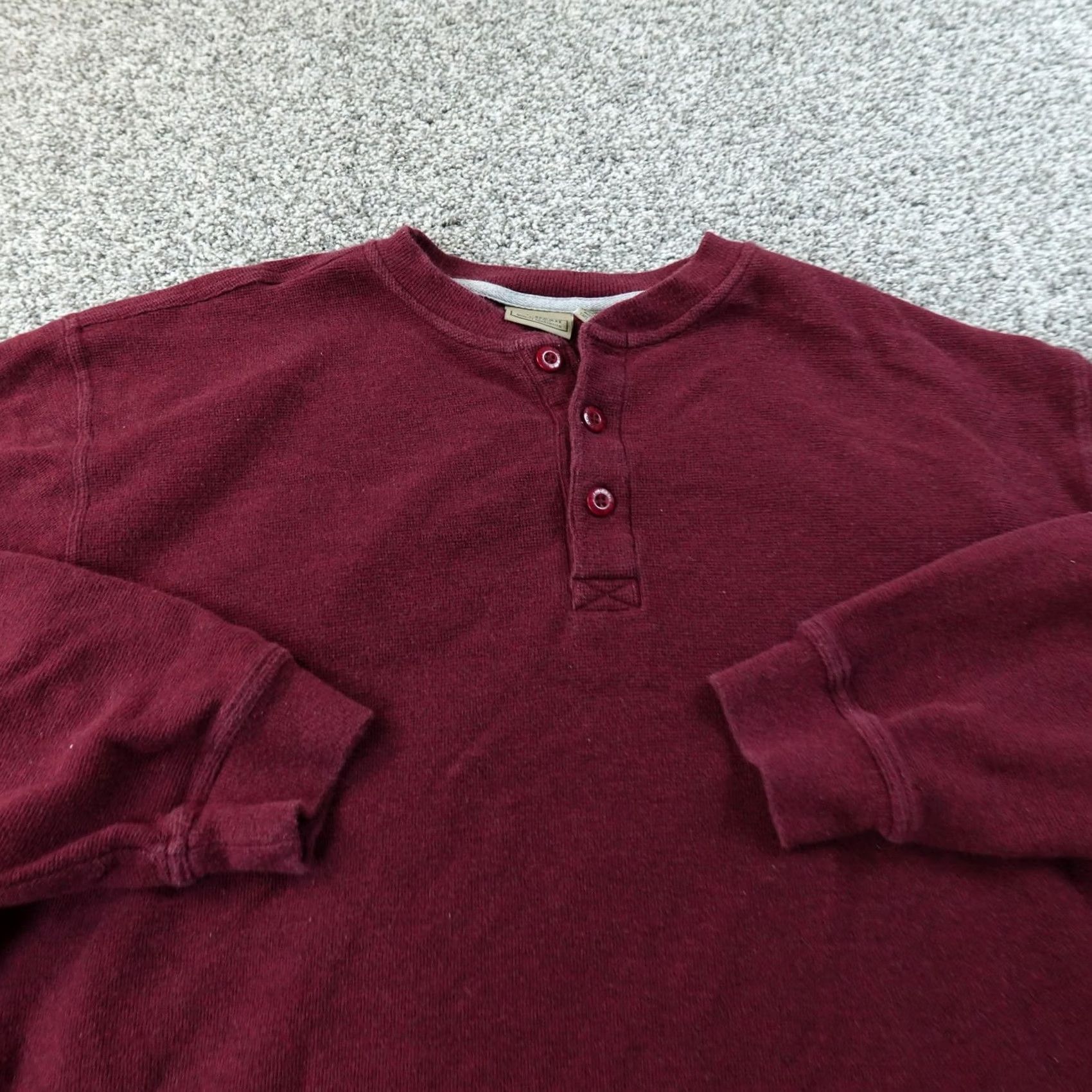 Vintage LL Bean Shirt Mens 2XL Red Unshrinkable Waffle Knit Thermal Henley Long Sleeve Size US XXL / EU 58 / 5 - 3 Thumbnail