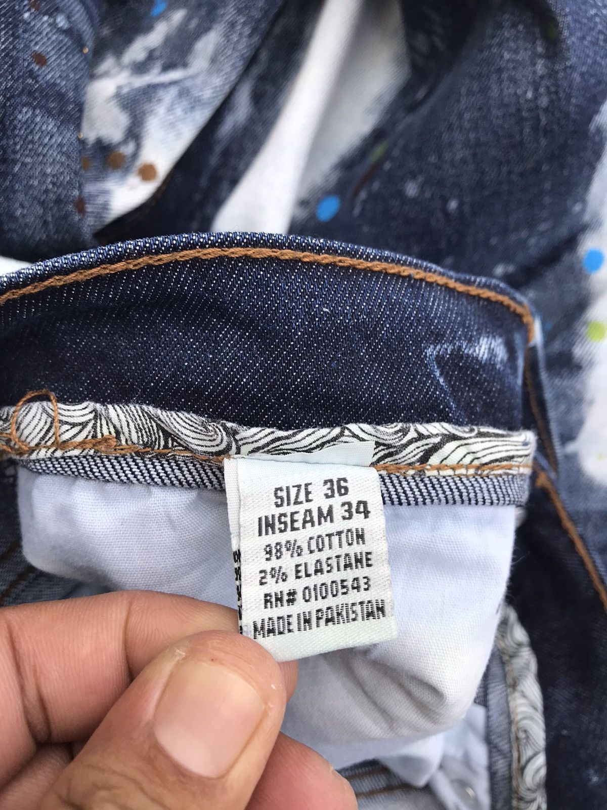 Other FWRD Distressed Bleached Streetwear Paint Splash Denim Pants Size US 35 - 6 Thumbnail