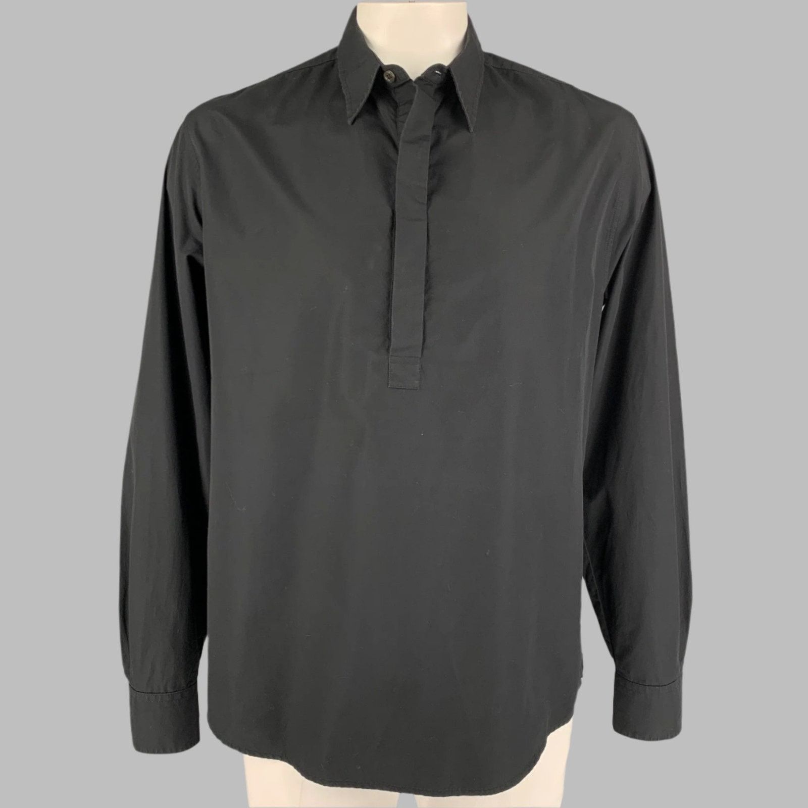 Barena BARENA Size XL Black Cotton Hidden Buttons Long Sleeve Shirt Size US XL / EU 56 / 4 - 1 Thumbnail