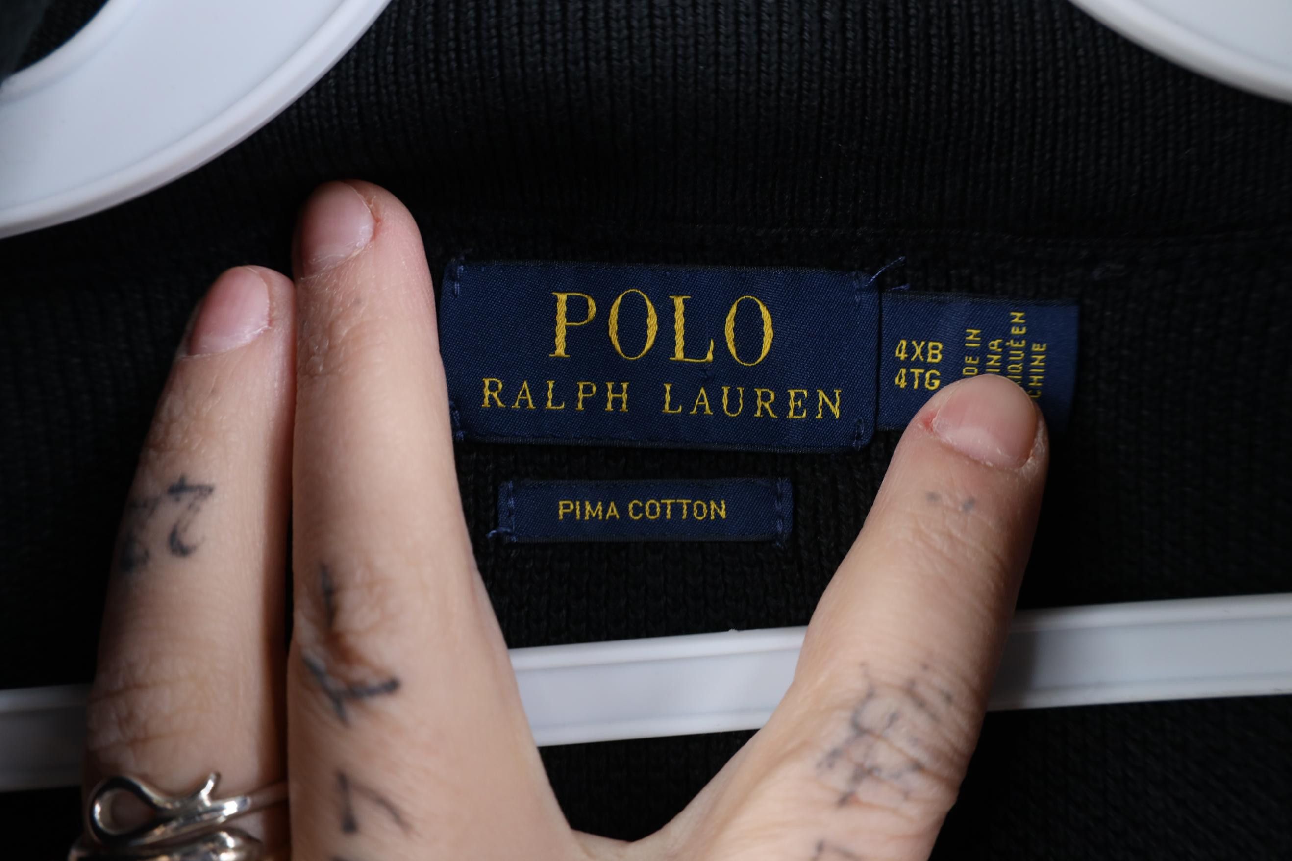 Polo Ralph Lauren Ralph Lauren Thermal Knit 1/4 Zip Pullover Sweater Black Size US XXL / EU 58 / 5 - 7 Thumbnail