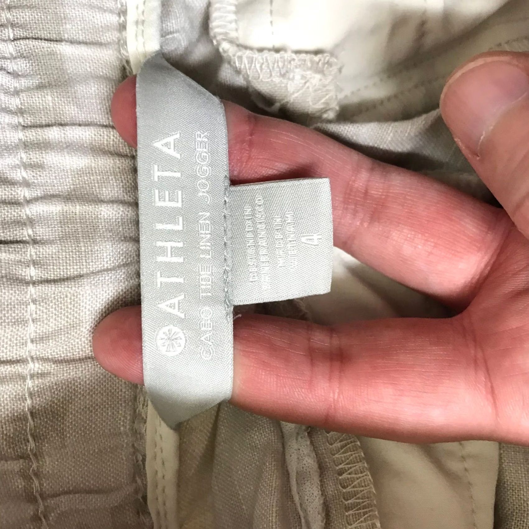 Athleta Athleta Cabo Tide Linen Jogger Pants Tan Beige Camo Size 4 Zip Pocket Relaxed Womens Size 27" / US 4 / IT 40 - 7 Thumbnail