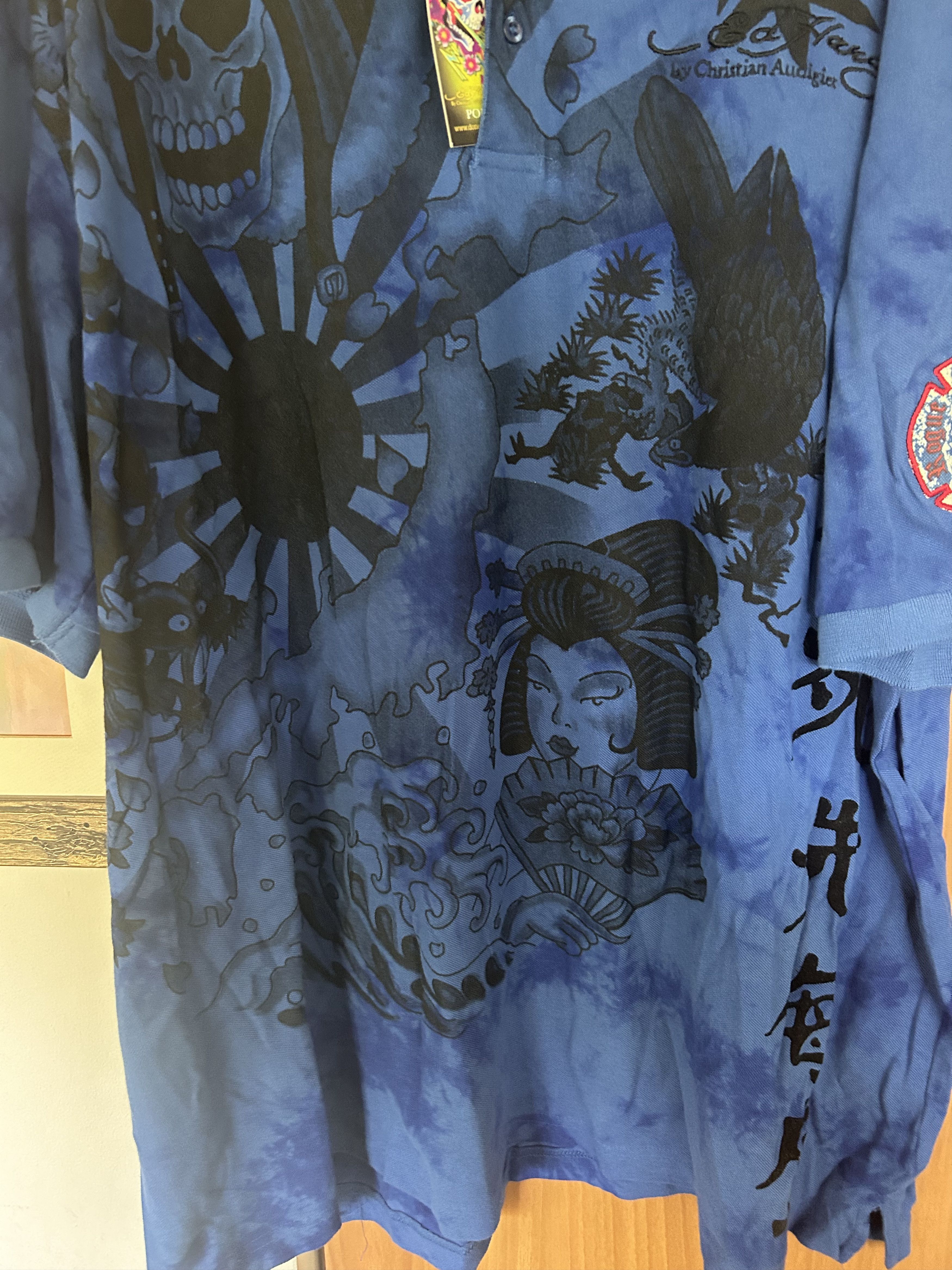 Ed Hardy Ed Hardy Gothic Polo Shirt Skull Dragon Graphic Blue 3XL NWT Size US XXL / EU 58 / 5 - 6 Thumbnail