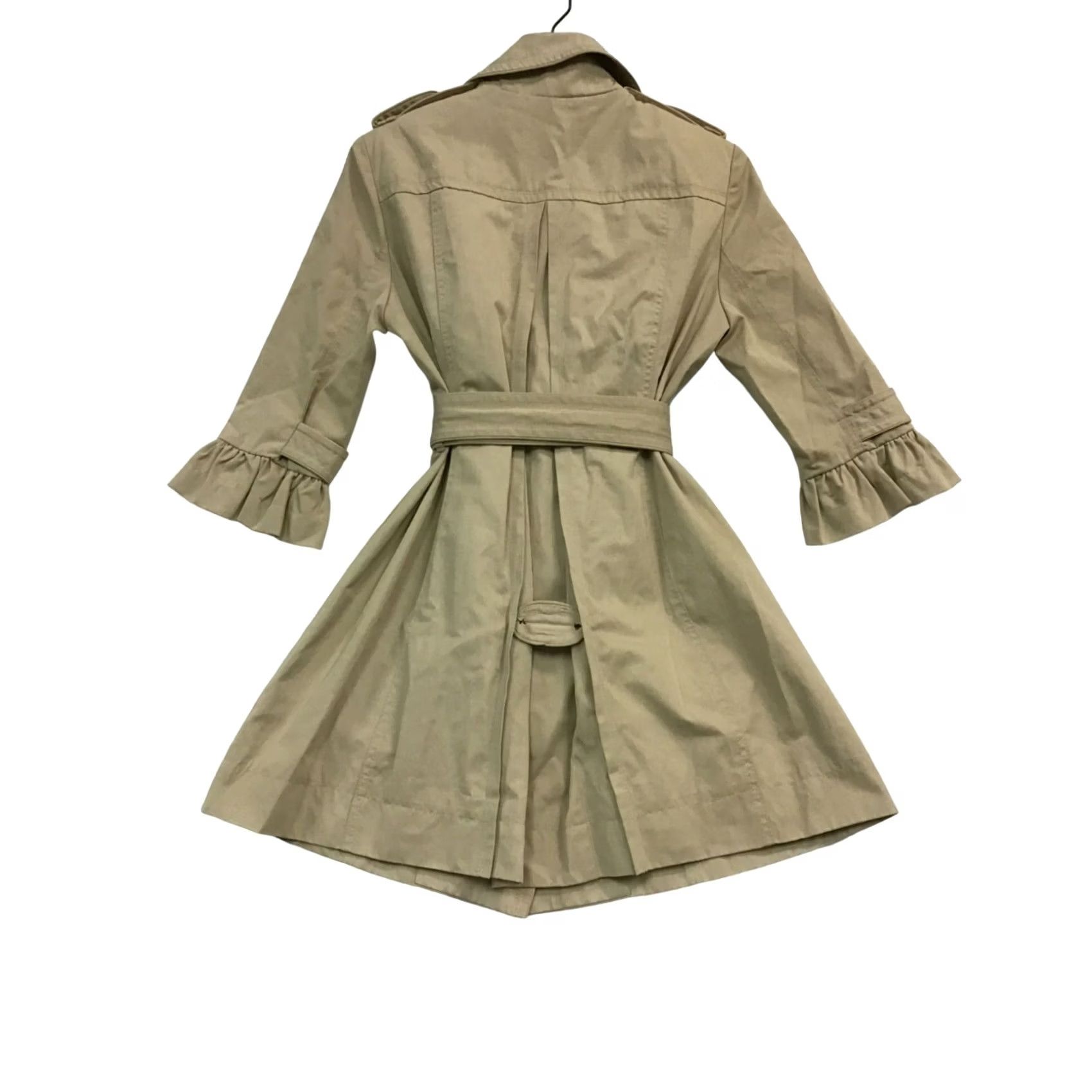 Bebe bebe Women's Trench Coat Small Brown Polyester Button Up Adjustable Belt, Like New, Coat, Trench, Small, Womens Size S / US 4 / IT 40 - 2 Thumbnail