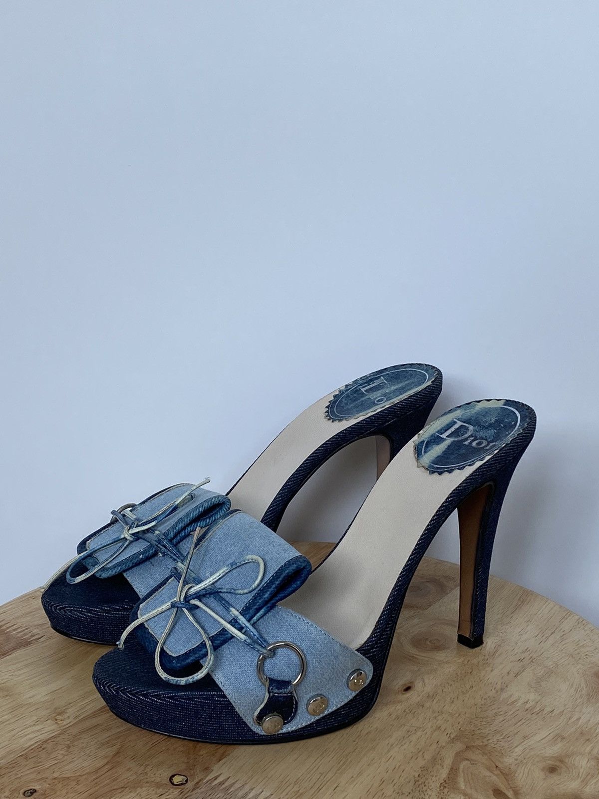 Dior RARE ❗️🚨Dior John Galliano Vintage Denim Mules in Blue Size US 7 / IT 37 - 1 Thumbnail