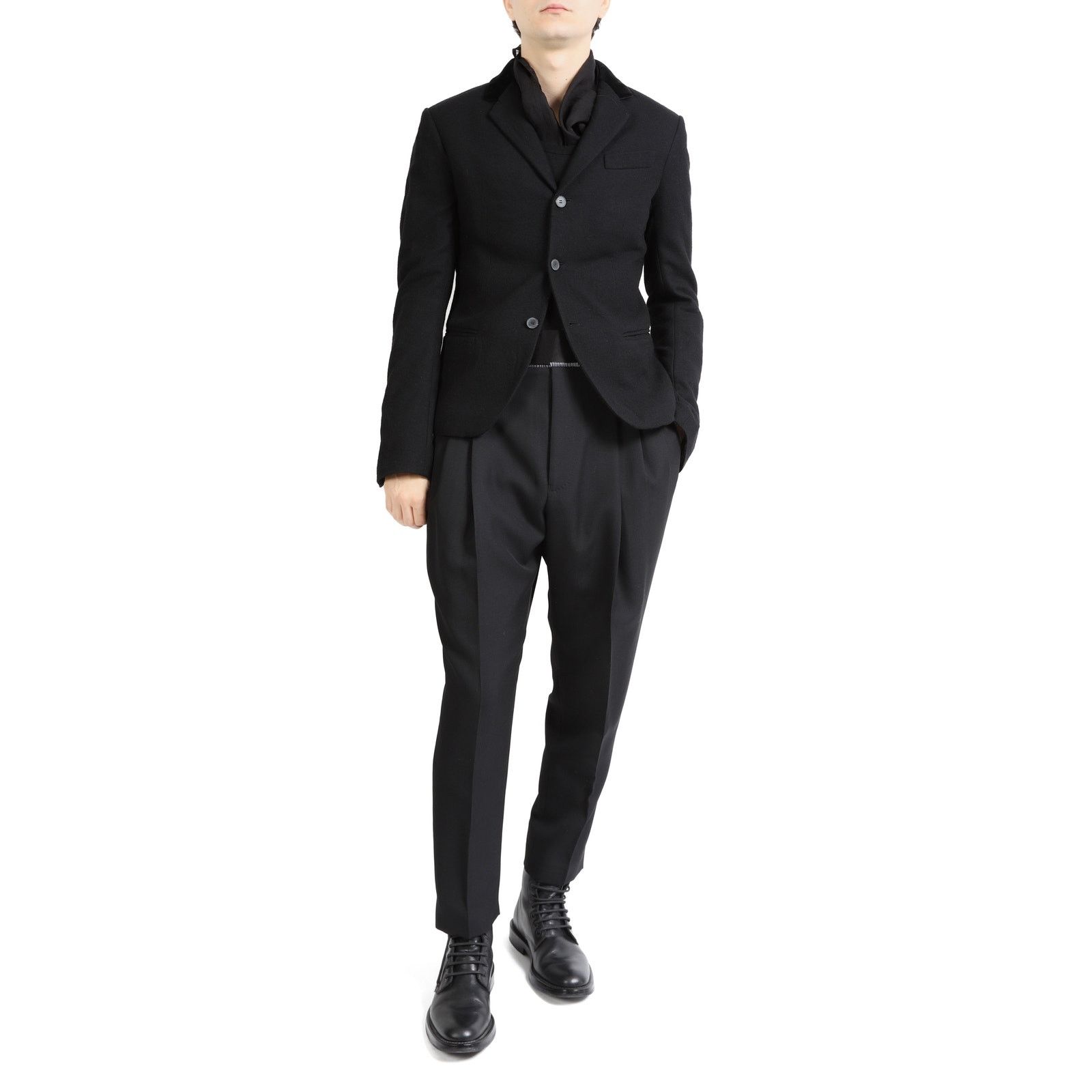 Haider Ackermann FW17 Velvet Collar Blazer in Black Wool Size 48R - 4 Thumbnail