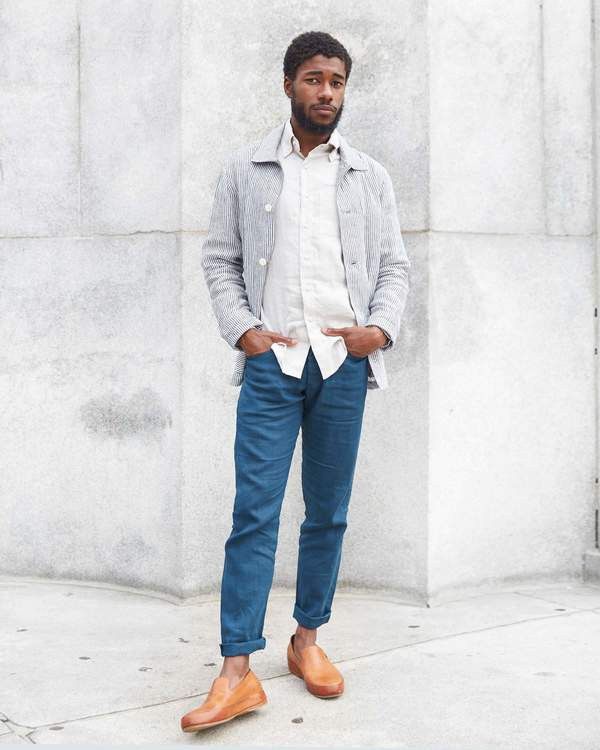 Le Laboureur × Vetra × Vintage Unique 60s Worker Chore Pearl Buttons Striped Light Jacket Size US M / EU 48-50 / 2 - 24 Thumbnail