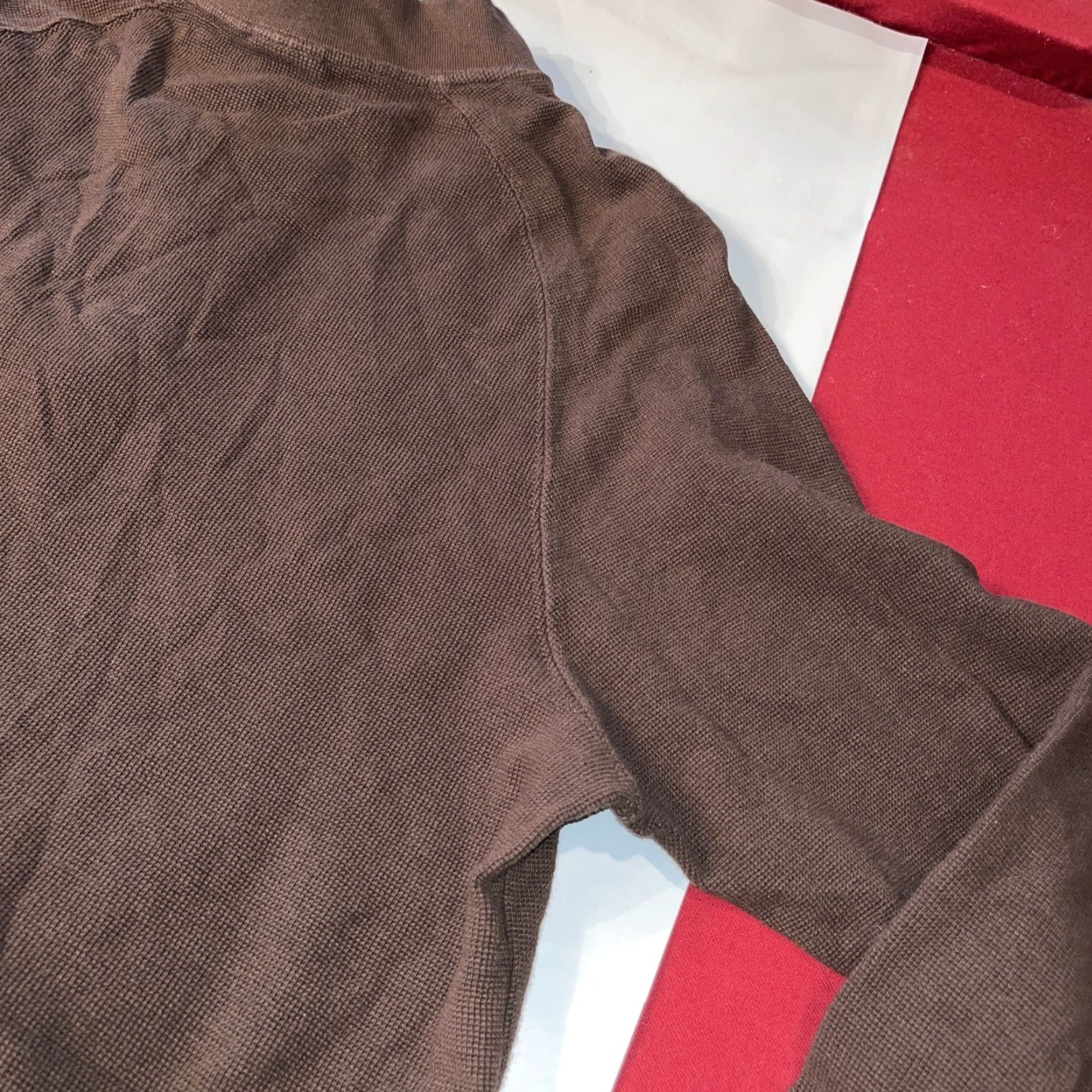 Carhartt VINTAGE? No, not vintage; just CARHARTT BROWN Thermal Knit SHIRT Quarter Zip Long Sleeves Pocket LARGE Mens Lg Size US L / EU 52-54 / 3 - 6 Thumbnail
