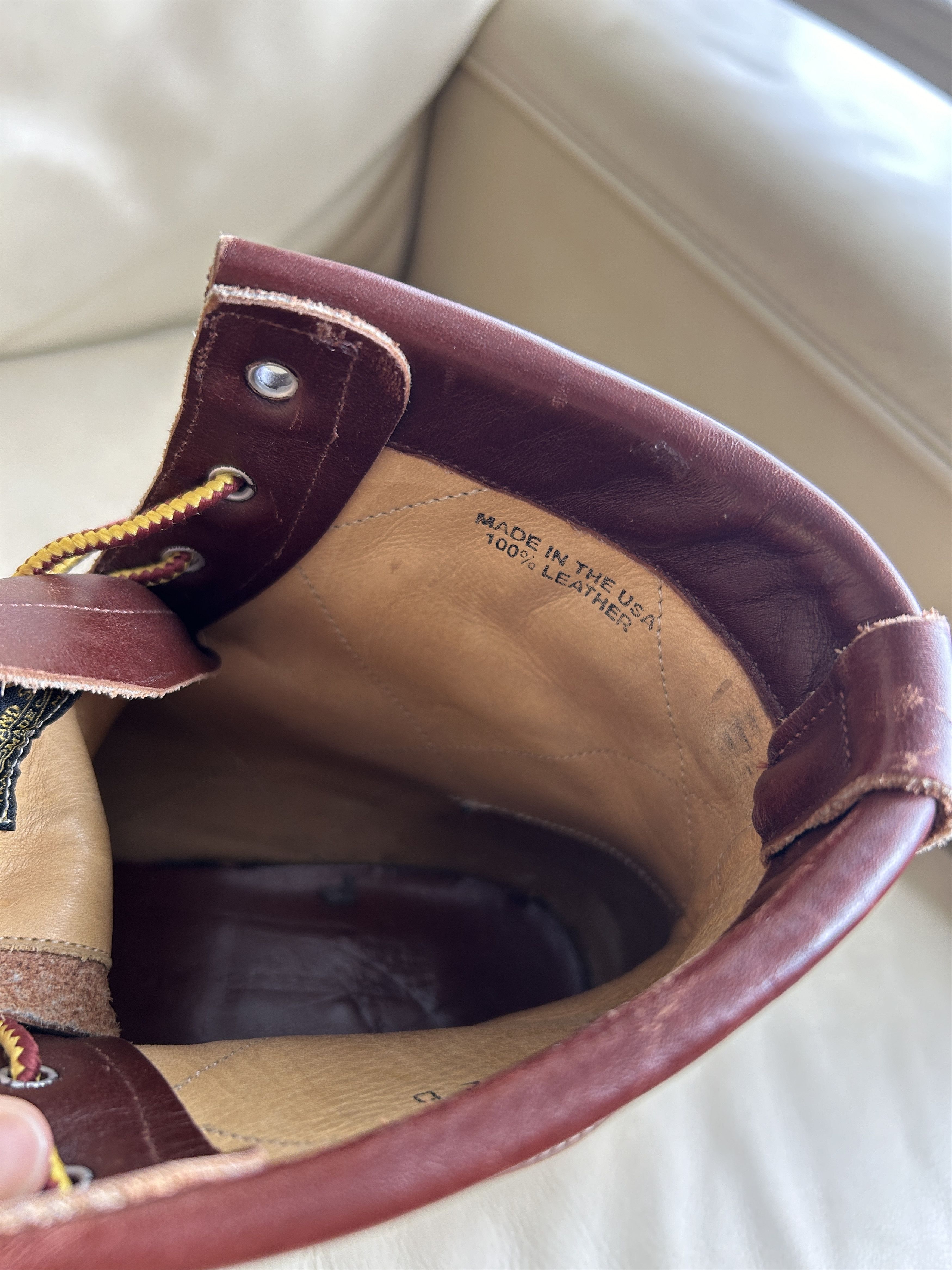RRL Ralph Lauren Canyon Made in USA Vintage Leather Hiking Boots Size US 12 / EU 45 - 4 Thumbnail