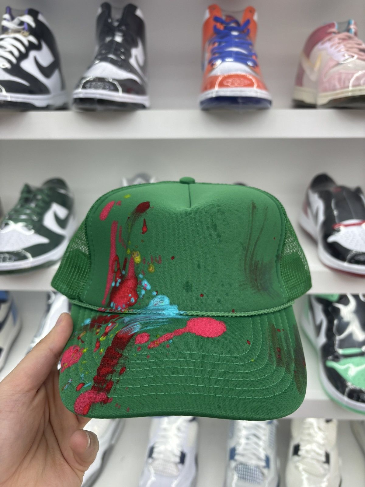Vintage Vintage paint splatter trucker mesh hat Size ONE SIZE - 1 Thumbnail