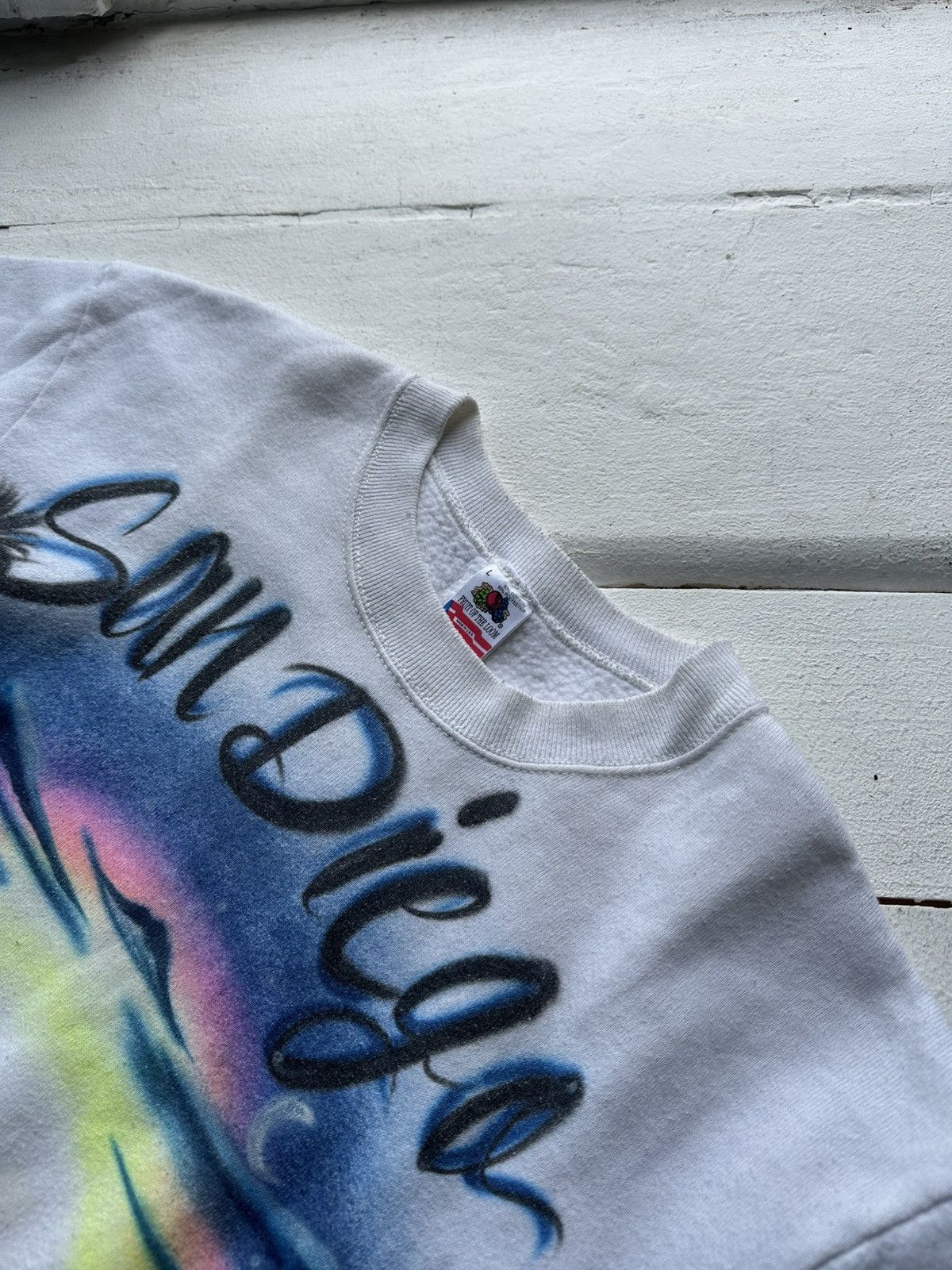 Fruit Of The Loom VNTG🚨 San Diego CALIFORNIA MADE IN USA sweatshirt big logo Size US L / EU 52-54 / 3 - 3 Thumbnail