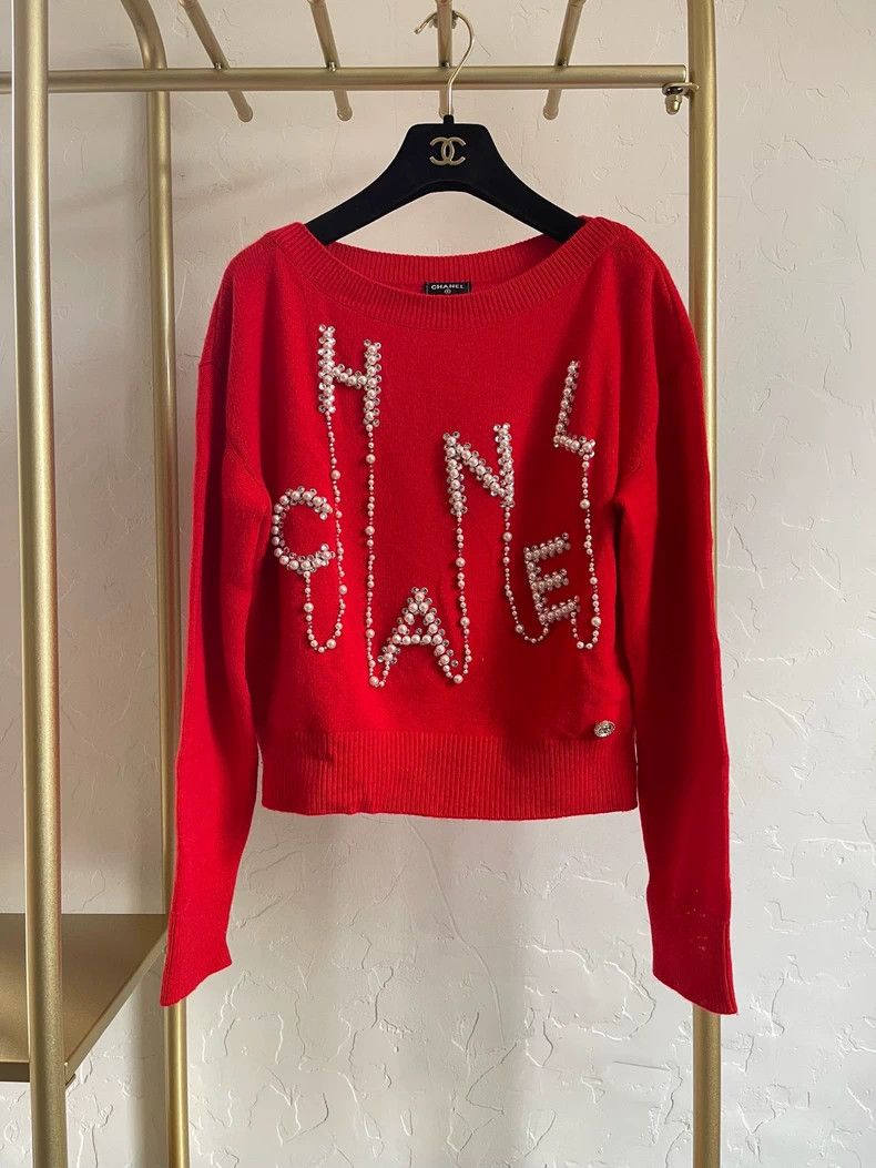 Chanel Chanel 21s red pearl sweater Size XS / US 0-2 / IT 36-38 - 1 Thumbnail
