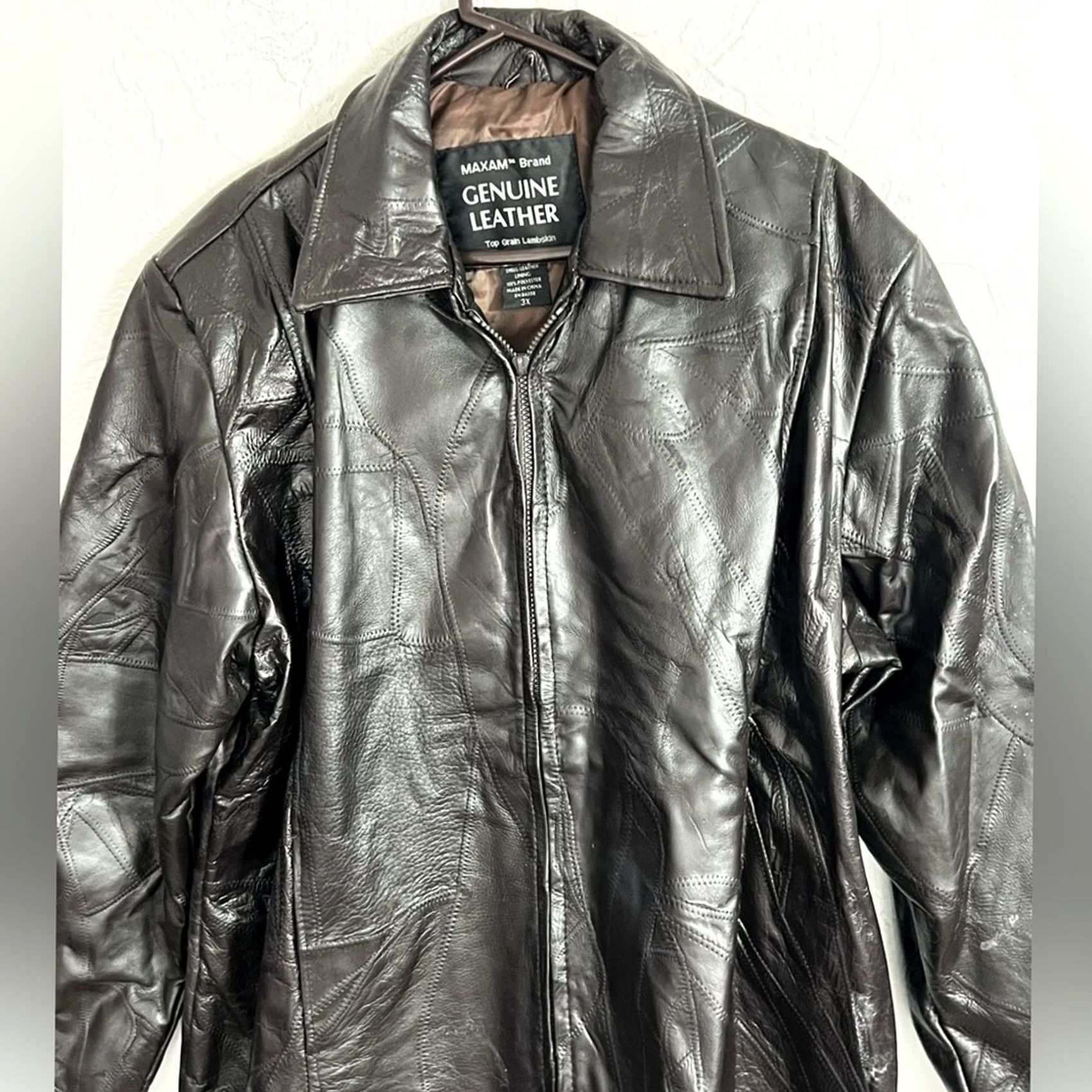 Vintage Maxam Leather Jacket Bomber 3XL Men Black Top Grain Lambskin High Quality Genuine Italian Mosaic Design Jacket Size US XXL / EU 58 / 5 - 3 Thumbnail