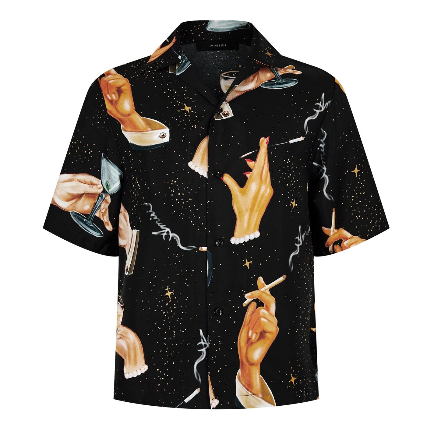 Amiri AMIRI Champagne-Print Silk Shirt Size US L / EU 52-54 / 3 - 6 Thumbnail