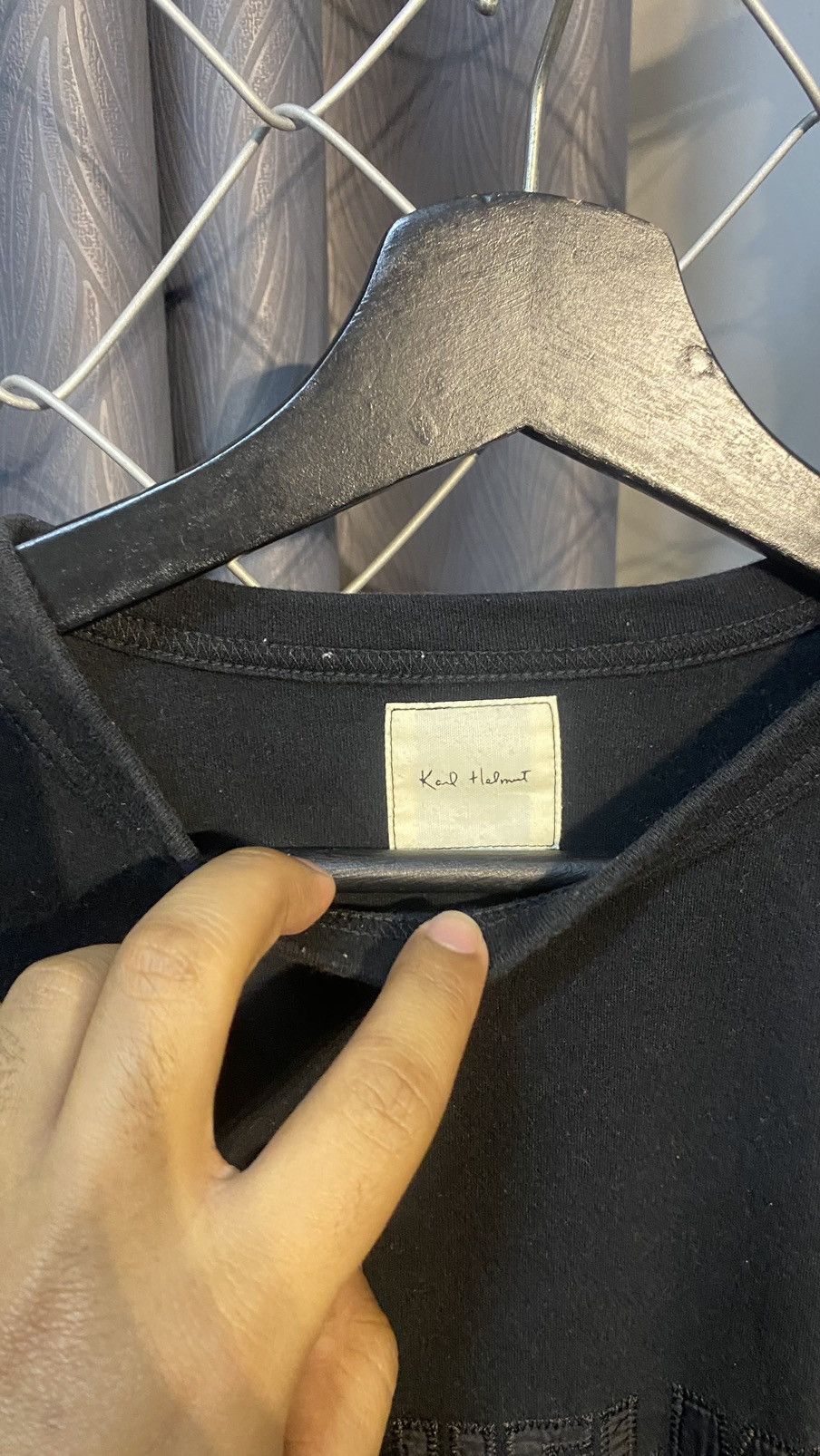 Helmut Lang × Japanese Brand × Karl Helmut SUPER BLACK VINTAGE KARL HELMUT TSHIRT EMBROIDERY LARGE Size US L / EU 52-54 / 3 - 6 Thumbnail