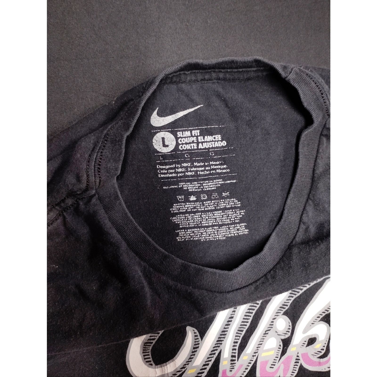 Nike Nike Black Tee with Pink and White Script Logo Size L / US 10 / IT 46 - 3 Thumbnail