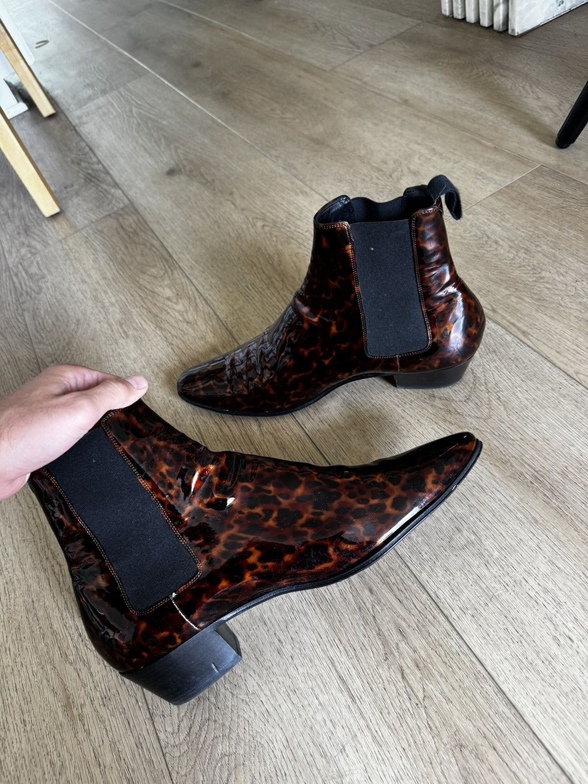 Saint Laurent Paris Dylan Patent Tortoise Boots 45 Size US 12 / EU 45 - 6 Thumbnail