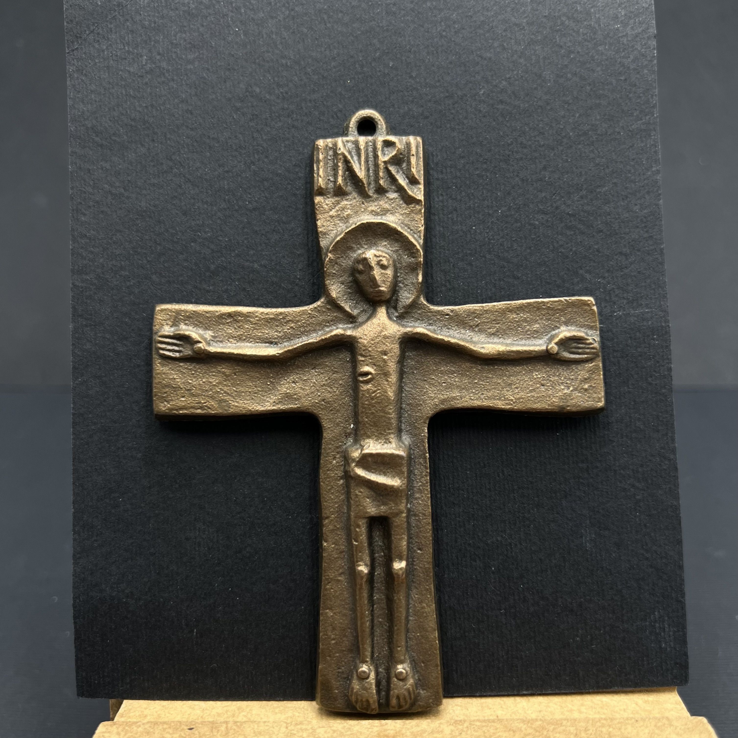 Vintage Vintage 1970s Bronze Wall Crucifix INRI – West Germany Size ONE SIZE - 11 Thumbnail