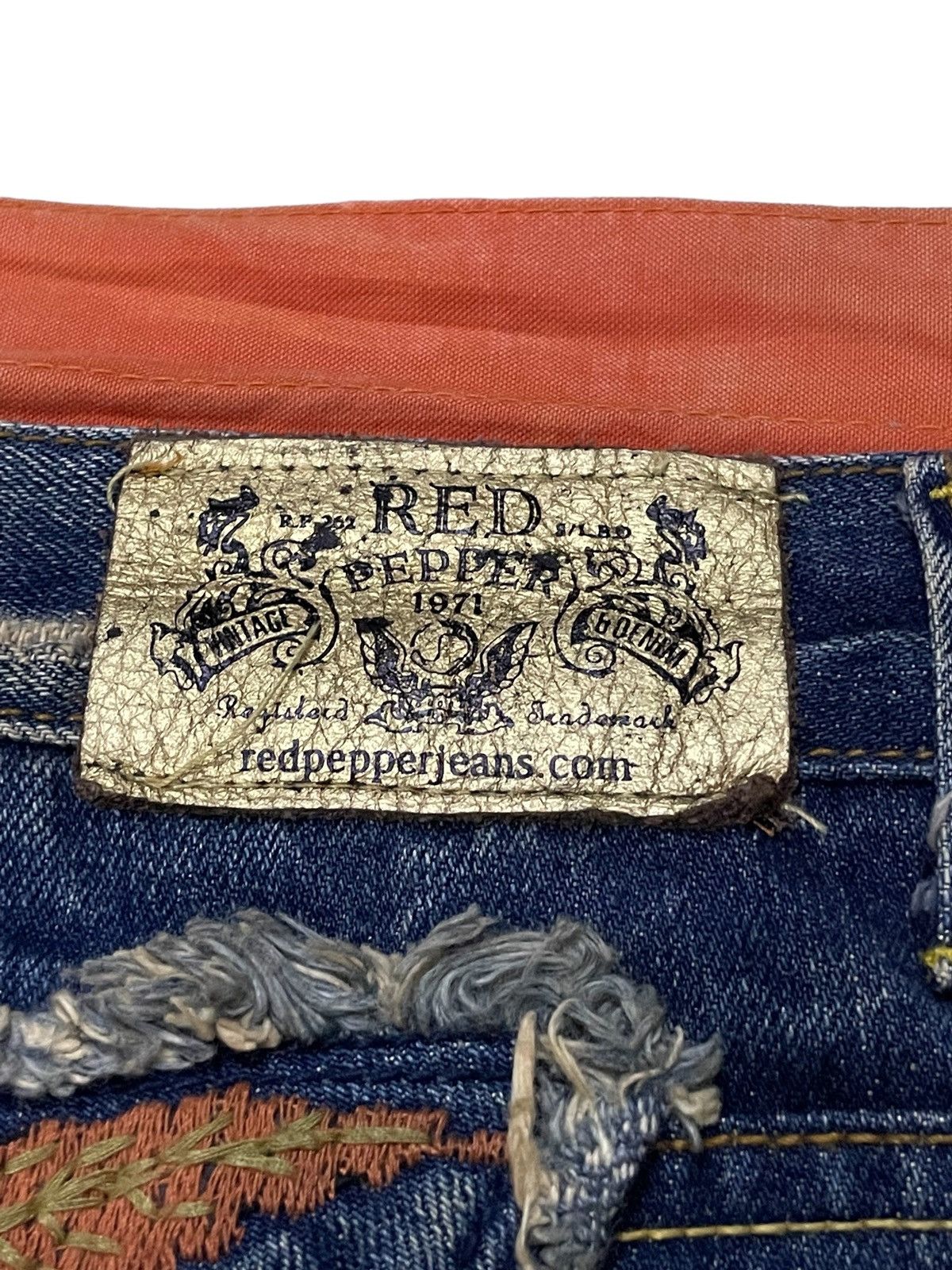 GOSTAR DE FUGA × Hysteric Glamour × Japanese Brand Red Paper Japan Mud Wash Flared Embroidery Skull Jeans Size US 29 - 20 Thumbnail