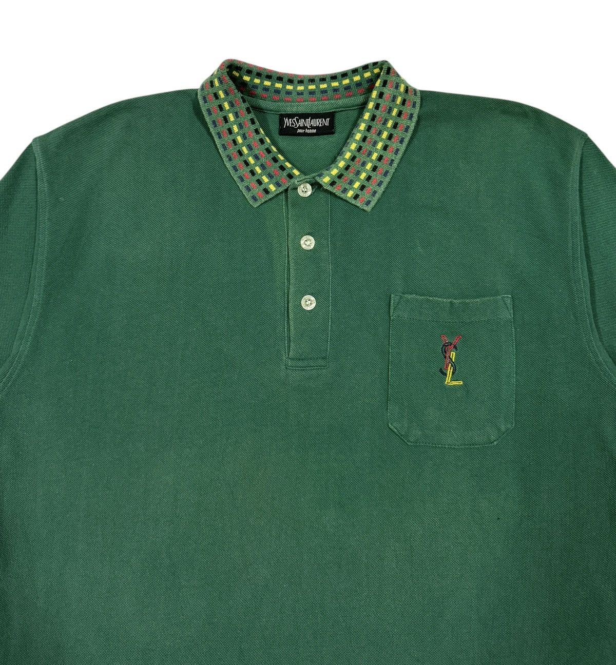 Vintage Vtg🔥90’s YvesSaintLaurent Ysl Embroidery Pocket Polo Tee Size US L / EU 52-54 / 3 - 3 Thumbnail