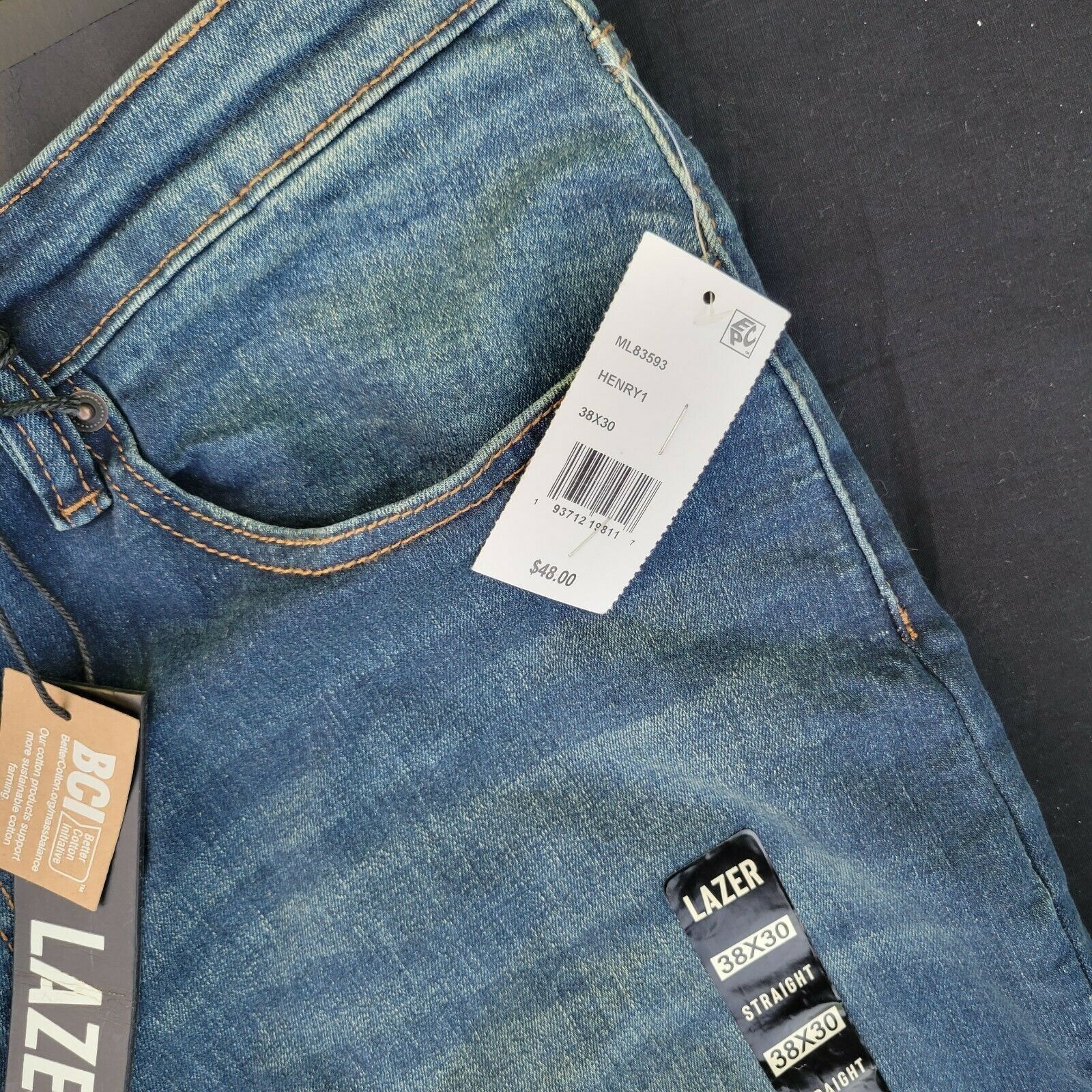 Other Men's Lazer Straight Fit Jeans. Size 38x30. Faded Blue. Size US 38 / EU 54 - 7 Thumbnail