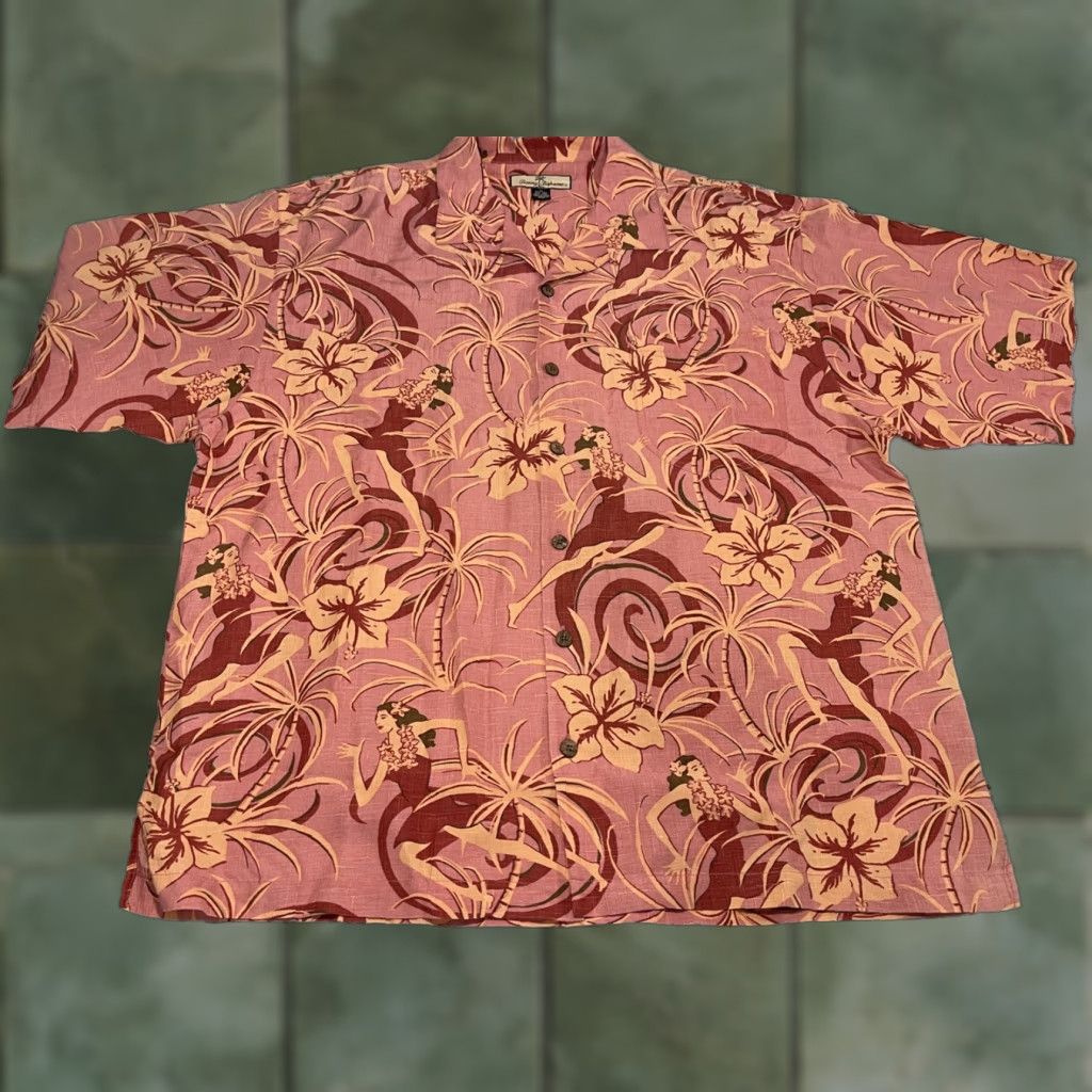 Tommy Bahama Tommy Bahama Shirt Mens Pink Floral Hawaiian Silk Linen Button-Up XL Short Sleeve Collared Pocket Easy Care Size US XL / EU 56 / 4 - 1 Thumbnail