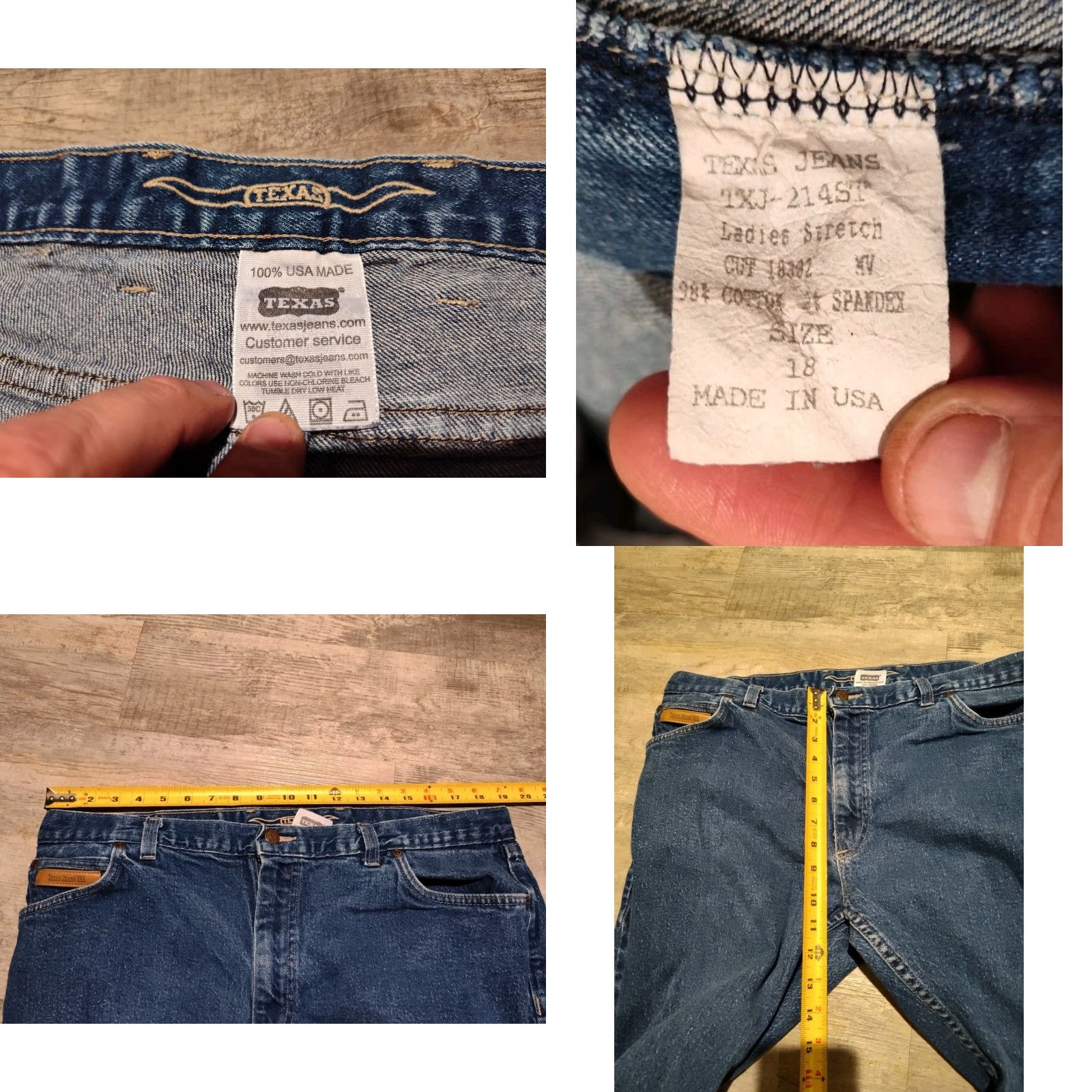 Denime VINTAGE Texas Jeans Women's Jean Size 18 Bootcut Dark Blue Denim Stretch High Rise 5-Pocket US Made Size 40" / US 18 - 8 Thumbnail