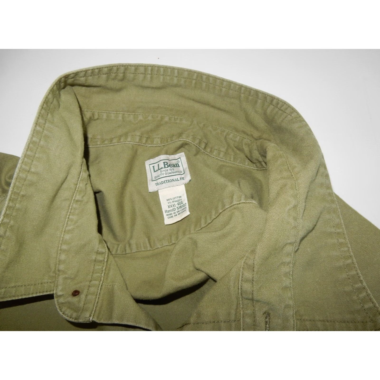 Vintage L.L. Bean Men's Short Sleeve Button-Up Shirt 2XL Green Cotton Size US XXL / EU 58 / 5 - 4 Thumbnail